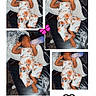 baby, toddler, bottle, drinking, floral_outfit, sleeping, couch, blanket, black_hair, butterfly, heart, collage, indoor, cute, child, resting, patterned_clothing, multiple_images, relaxing, portrait
