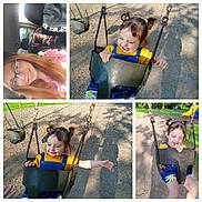 Oaklynn joined the competition — help win amazing prizes! art, child, collage, face, female, girl, grass, head, nature, outdoorplayarea, outdoors, park, person, photography, plant, playarea, portrait, swing, teen, toy