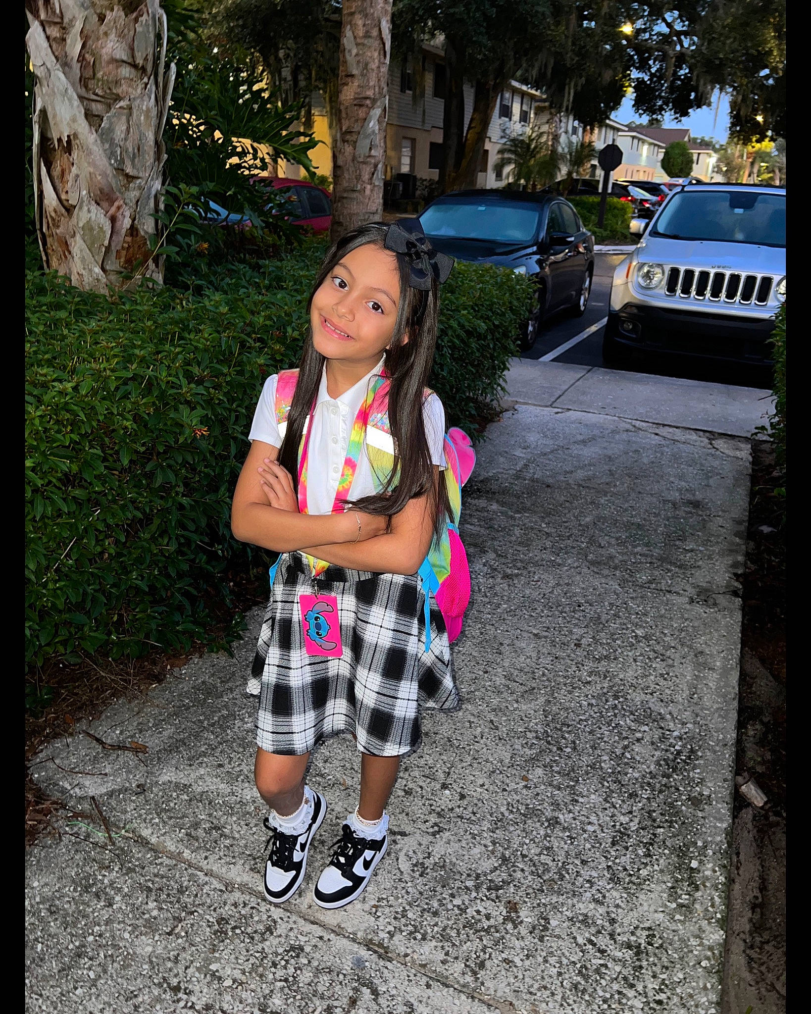 Alexanni joined the competition — help win amazing prizes! asphalt, beauty, car, cool, fun, grass, joy, leisure, luggage_and_bags, pattern, pedestrian, person, plaid, plant, public_space, shorts, sidewalk, sleeve, thigh, toddler