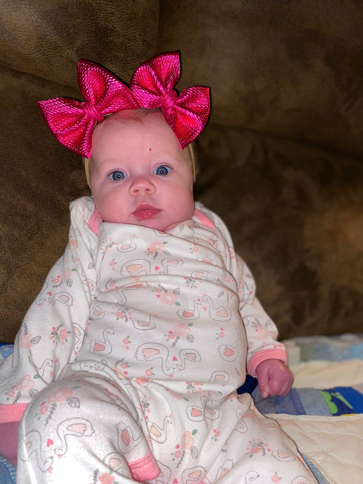 Jazlyn is registered to the contest to win money with this photo: baby, baby_toddler_clothing, cap, cheek, clothing, costume_hat, dress, eye, face, head, headband, headgear, headpiece, headwear, lip, pattern, person, pink, skin, sleeve