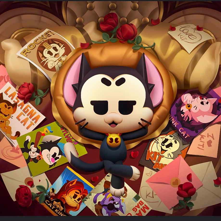 Gctt a rejoint le concours — aidez-le/la à gagner de superbes lots ! art, bed, bedroom, cartoon_cat, character, cozy, cute, decor, envelope, feline, illustration, lamps, letters, pink, posters, purple, red, relaxed, roses, yellow