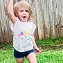 Kaleya joined the competition — help win amazing prizes! blue_shoes, casual_clothing, child, daylight, expression, fence, fun, grass, happy, nature, outdoor, person, playing, shirt, shorts, single_person, summer, unicorn, walking, young