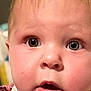 baby, cheeks, child, close_up, curious, cute, expression, eyelashes, face, head, human, indoors, infant, innocence, mouth_open, portrait, soft_skin, warm_lighting, wide_eyes, young_child