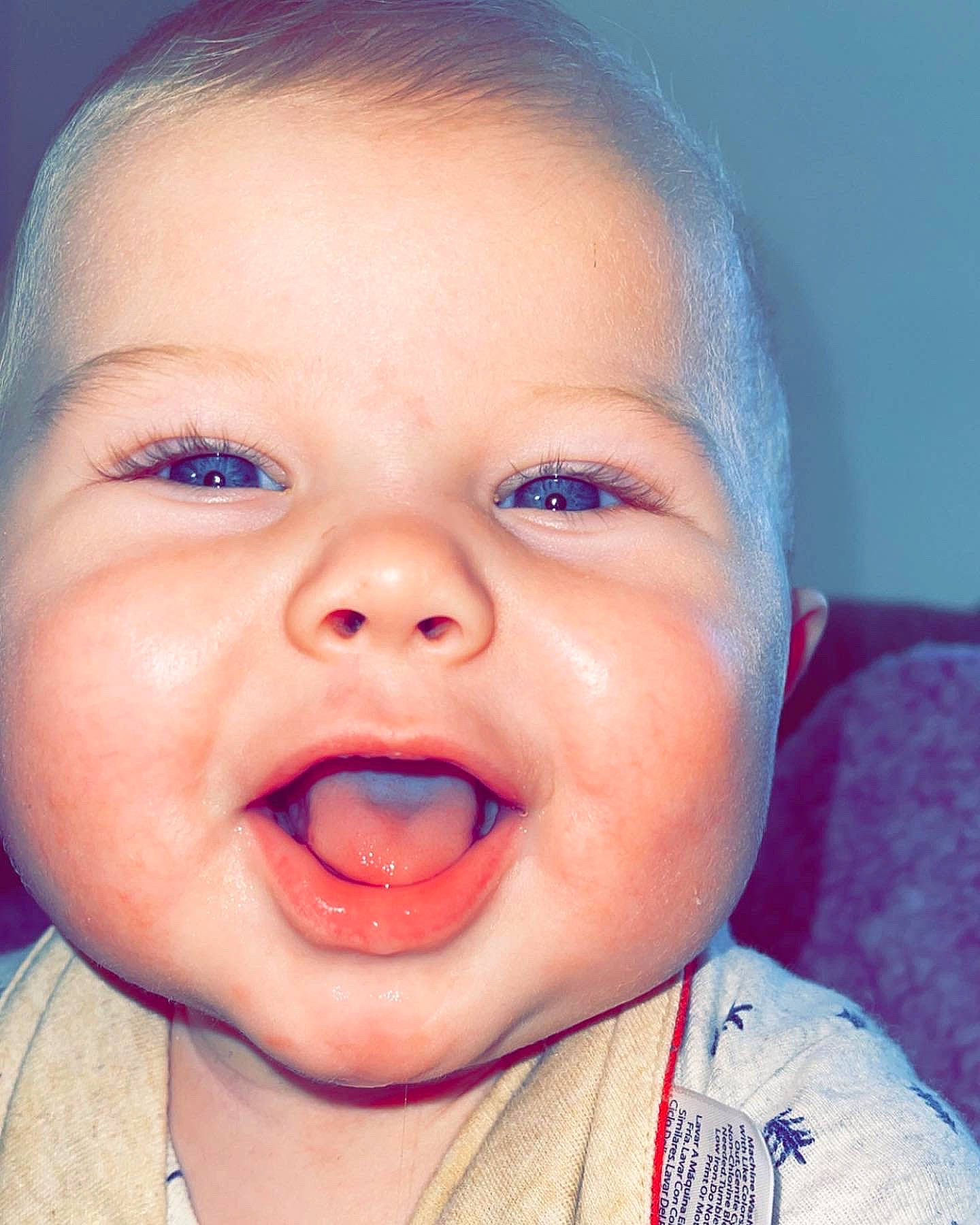 Hudson joined the competition — help win amazing prizes! baby, baby_toddler_clothing, cheek, ear, eye, eyebrow, eyelash, gesture, happy, iris, jaw, lip, mouth, neck, nose, person, skin, smile, toddler, tongue
