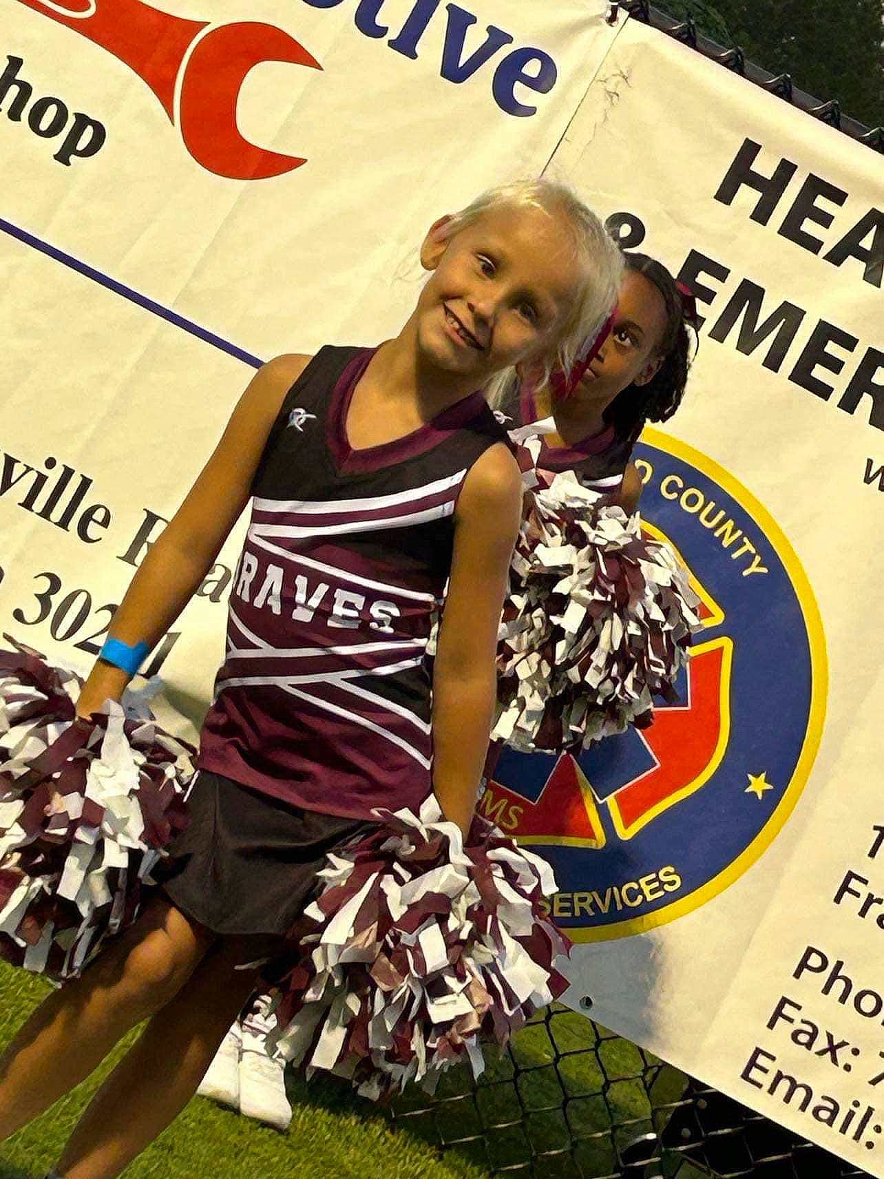Brenley joined the competition — help win amazing prizes! advertising, blond, championship, cheerleading, cheerleading_uniform, competition_event, dance, event, happy, human_leg, joy, logo, person, player, public_event, smile, sports, sportswear, team_sport, thigh