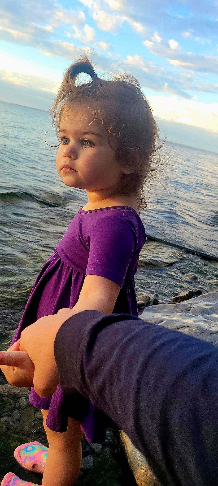 Mariella joined the competition — help win amazing prizes! child, cloud, cool, eye, facial_expression, flash_photography, fun, hairstyle, happy, head, horizon, lake, leisure, people_in_nature, person, shoulder, sky, standing, toddler, travel