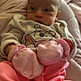 Ailani joined the competition — help win amazing prizes! baby, infant, mittens, pink_clothing, onesie, bear_design, blanket, bed, sleepwear, cute, child, portrait, soft_fabric, indoors, newborn, warm, cozy, person, clothing, resting