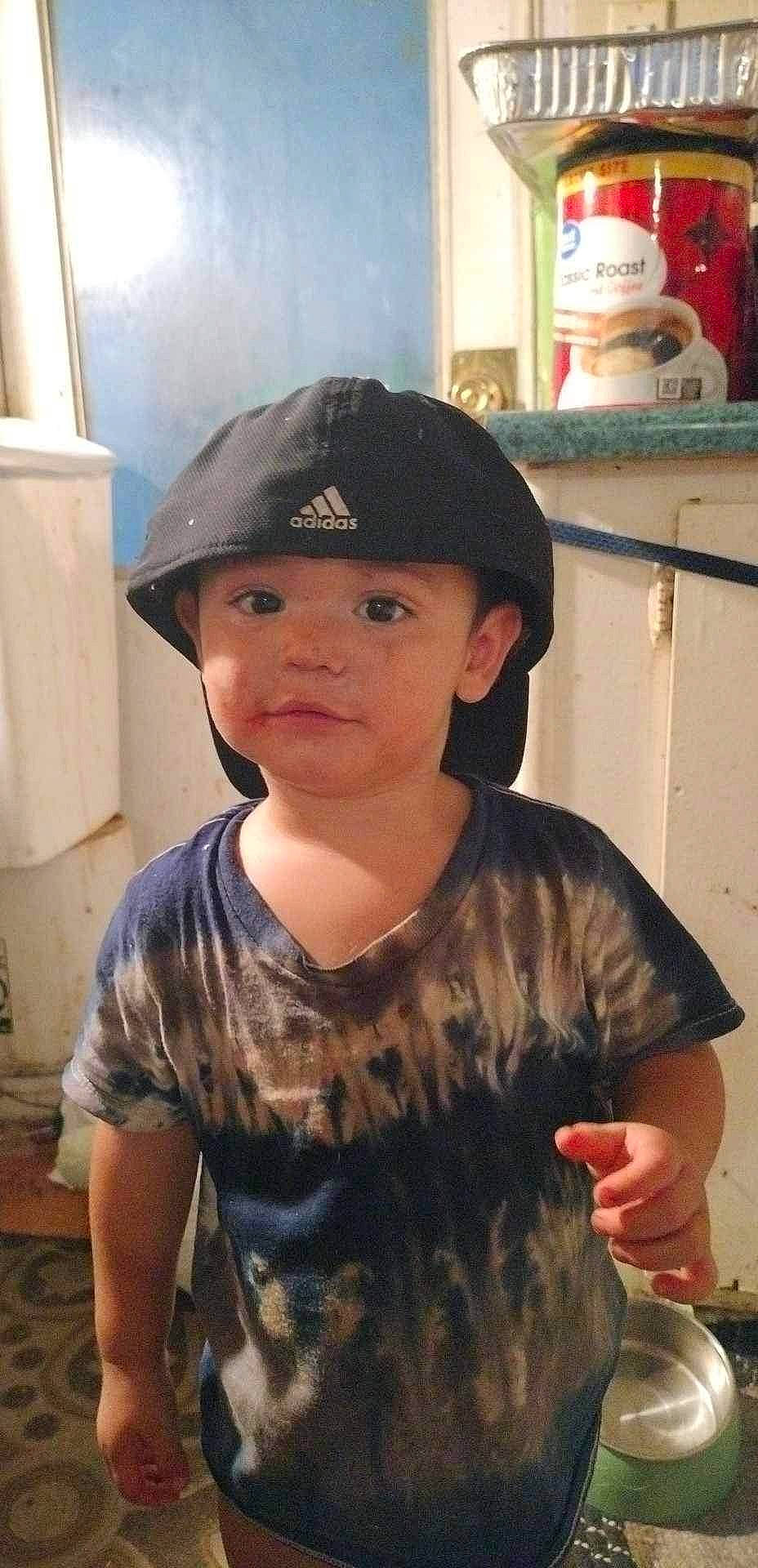 Cory James joined the competition — help win amazing prizes! bangs, baseball_cap, cap, cheek, child, electric_blue, fashion_accessory, fun, hat, headwear, jaw, kitchen_appliance, neck, pattern, person, personal_protective_equipment, sleeve, t_shirt, tableware, toddler