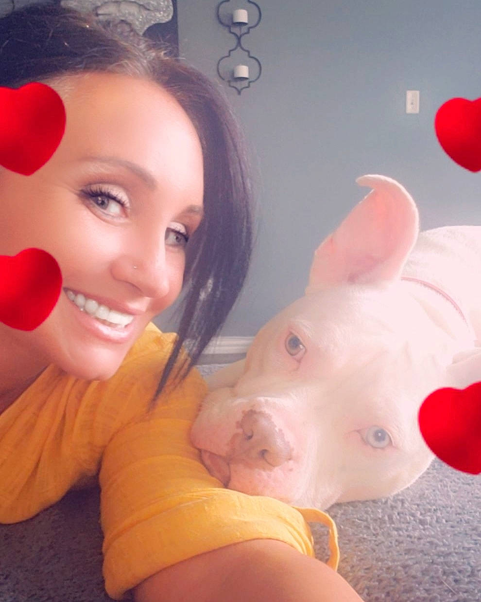 Mia is registered to the contest to win money with this photo: beauty, cheek, ear, fawn, head, lip, nose, pink, red, selfie, skin, stuffed_toy