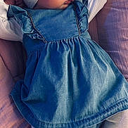 Lyla a rejoint le concours — aidez-le/la à gagner de superbes lots ! baby, infant, sleeping_baby, hat, headband, denim_dress, dress, tights, white_shoes, sneakers, pink_bedding, pillow, cushion, closed_eyes, peaceful, newborn, cute, portrait, indoors, resting