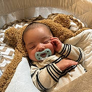 Enzo joined the competition — help win amazing prizes! baby, sleeping, pacifier, crib, blanket, teddy_bear, cozy, infant, child, soft, comfort, striped_clothing, resting, cute, cute_baby, indoors, portrait, peaceful, napping, head