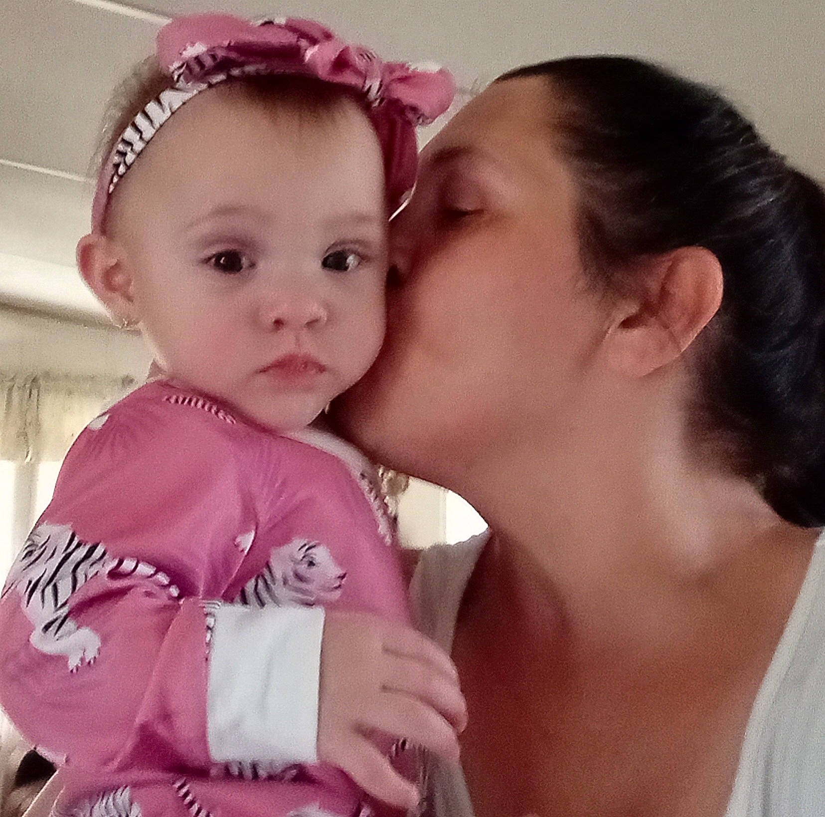 Rhiannon joined the competition — help win amazing prizes! baby, baby_toddler_clothing, cheek, child, ear, eyebrow, eyelash, finger, gesture, happy, iris, jewellery, kiss, lip, neck, nose, person, pink, skin, sleeve