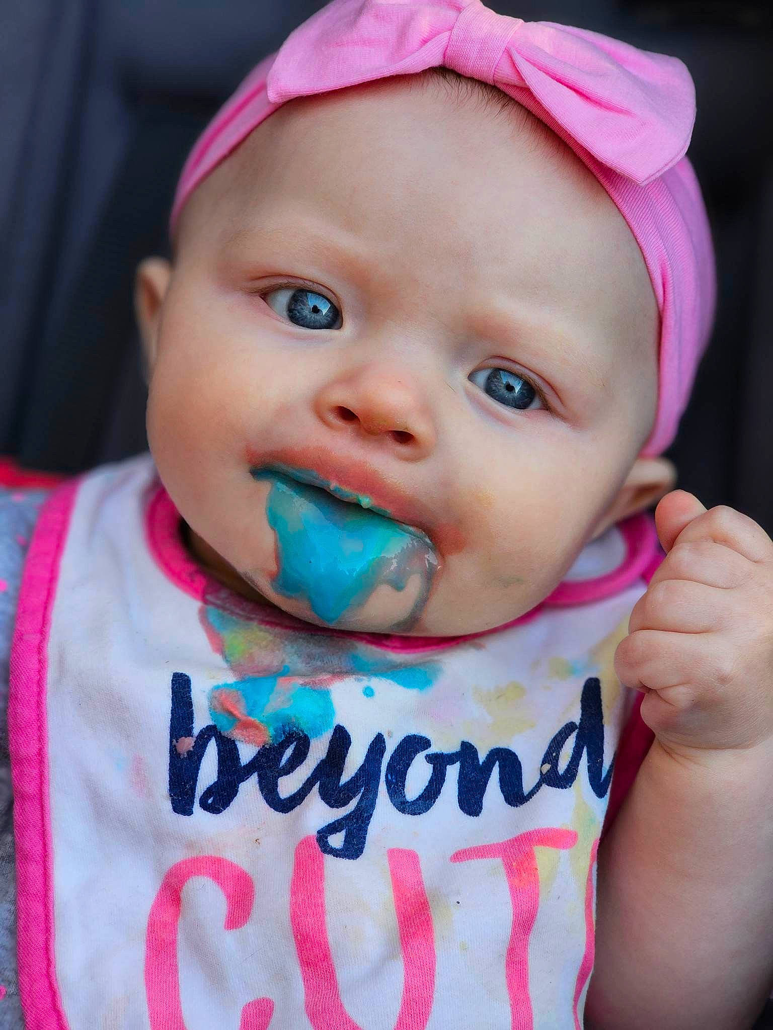 Avianna is registered to the contest to win money with this photo: baby, baby_toddler_clothing, cap, cheek, child, cool, dress, eyelash, face, facial_expression, fun, happy, lip, mouth, nose, person, pink, skin, sleeve, smile