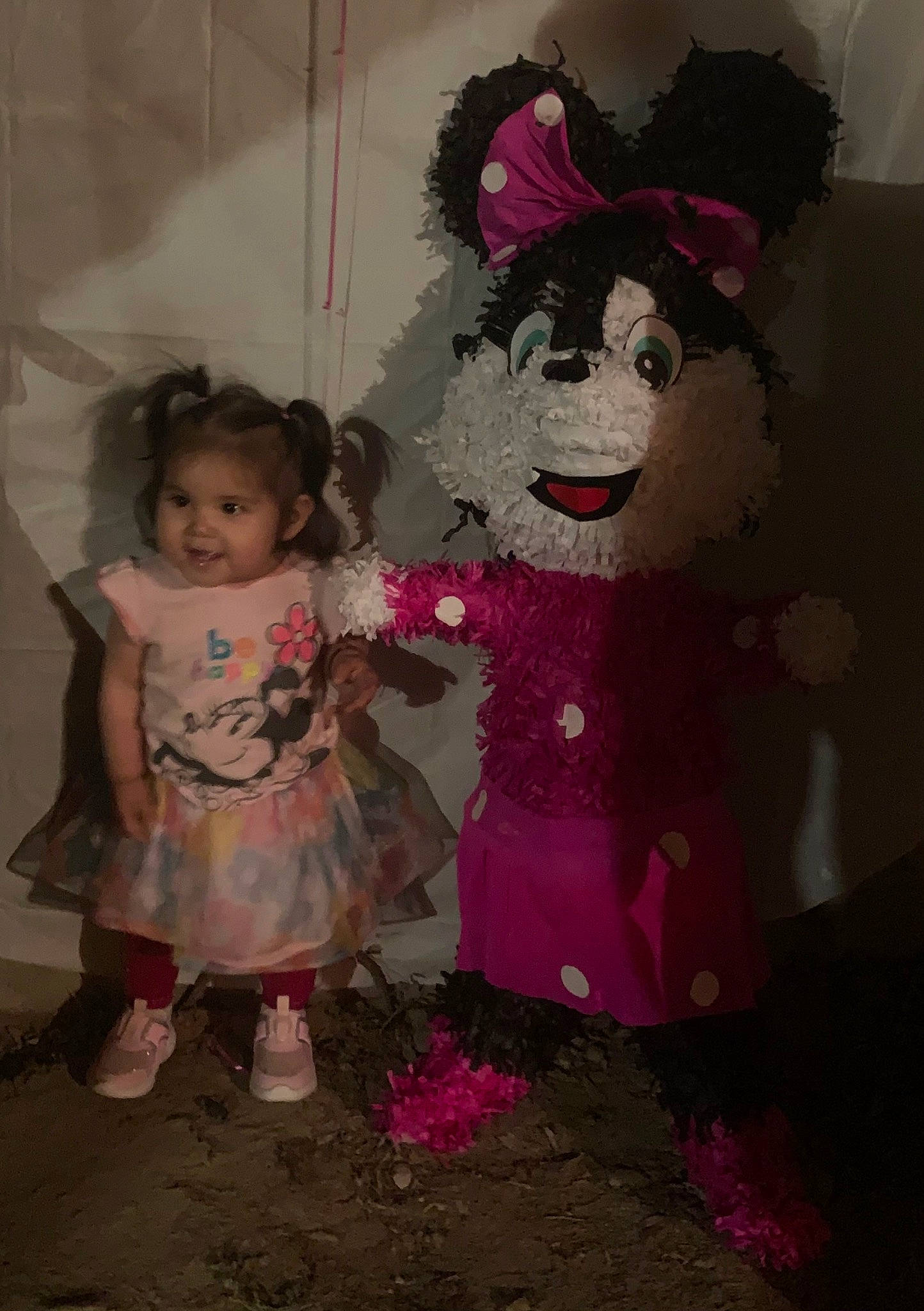 Juana is registered to the contest to win money with this photo: baby_toddler_clothing, child, costume, cut_flowers, event, facial_expression, fun, fur, happy, joy, magenta, person, petal, pink, plush, room, smile, stuffed_toy, textile, toddler