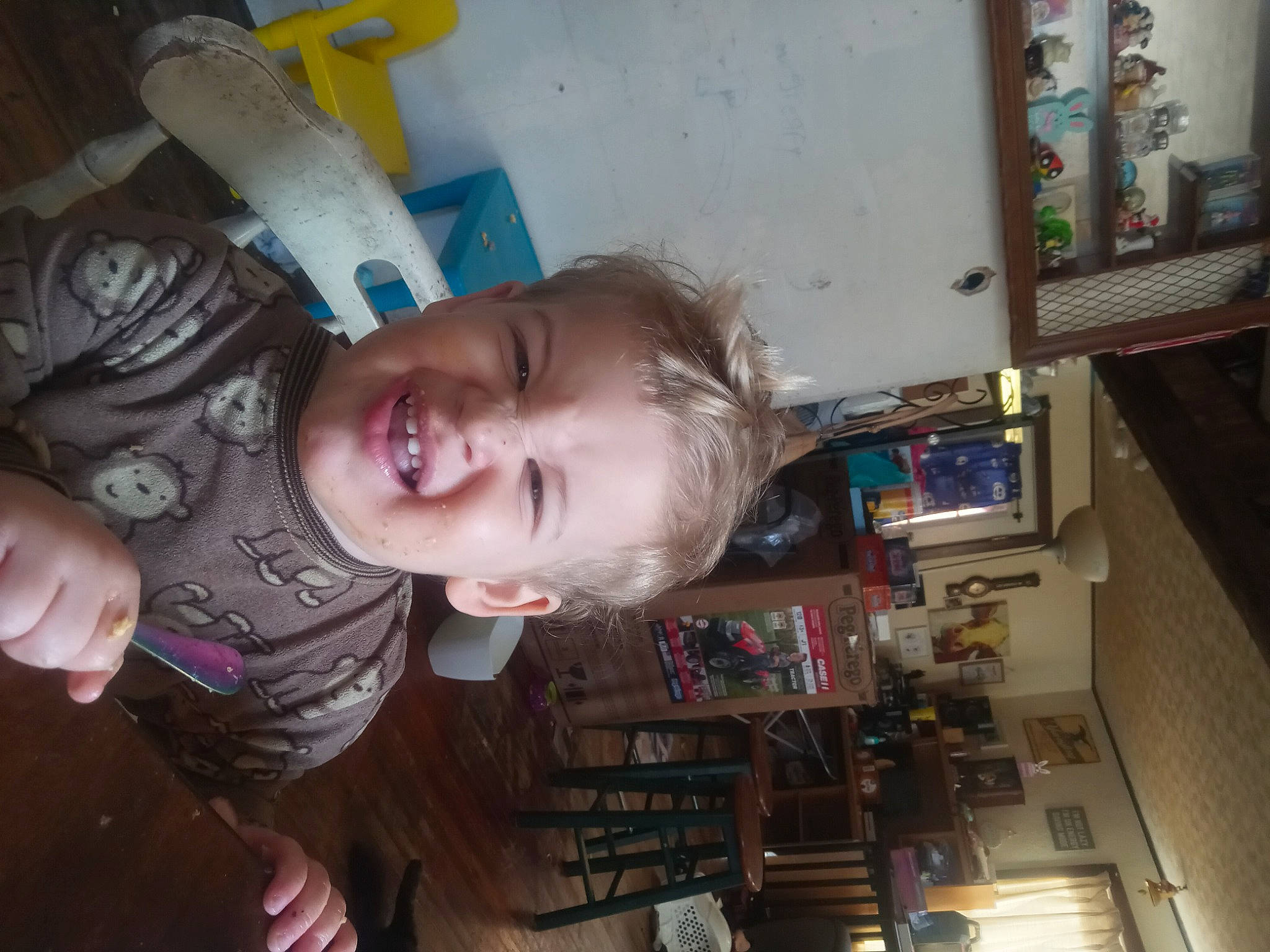 Daryl is registered to the contest to win money with this photo: child, ear, fun, person, play, room, shelf, smile, t_shirt, toddler