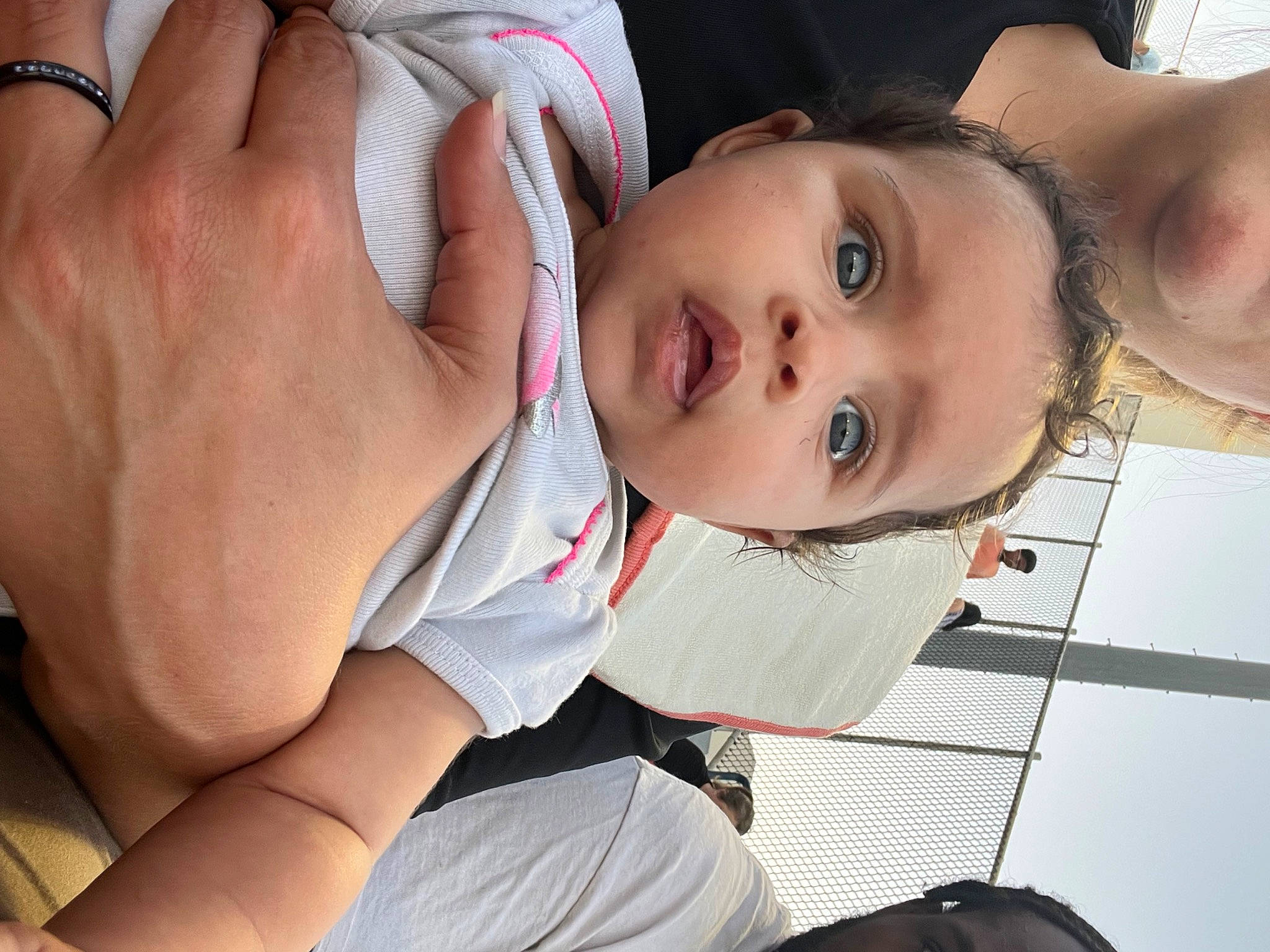 Myka is registered to the contest to win money with this photo: arm, baby, cheek, chest, child, comfort, elbow, eyelash, finger, gesture, happy, human_body, joint, lip, mouth, neck, nose, person, skin, surprise