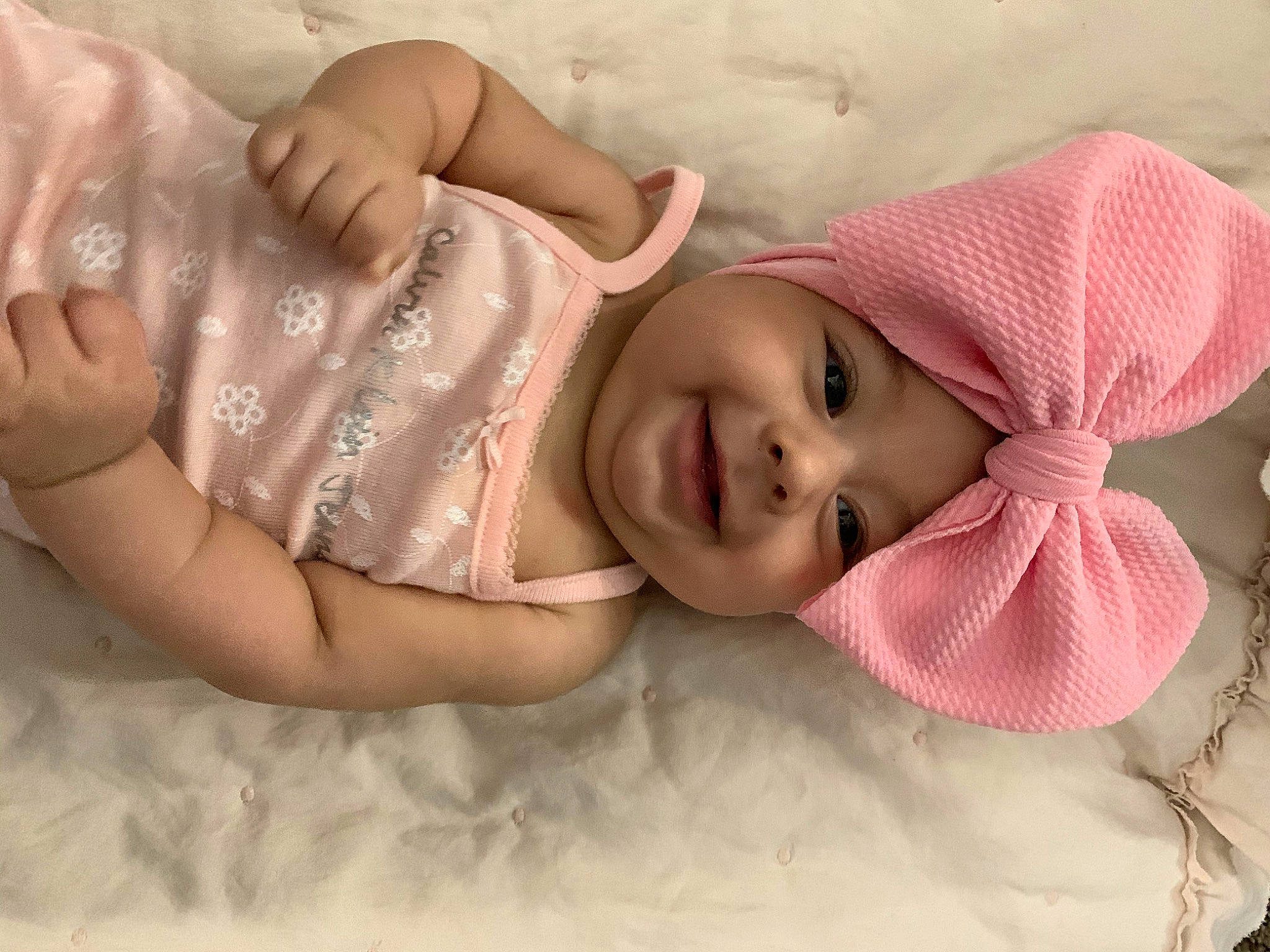 Abilene joined the competition — help win amazing prizes! baby, baby_sleeping, cheek, child, ear, eye, face, finger, hair_accessory, hand, head, headgear, headwear, joy, lip, mouth, nose, person, photography, pink
