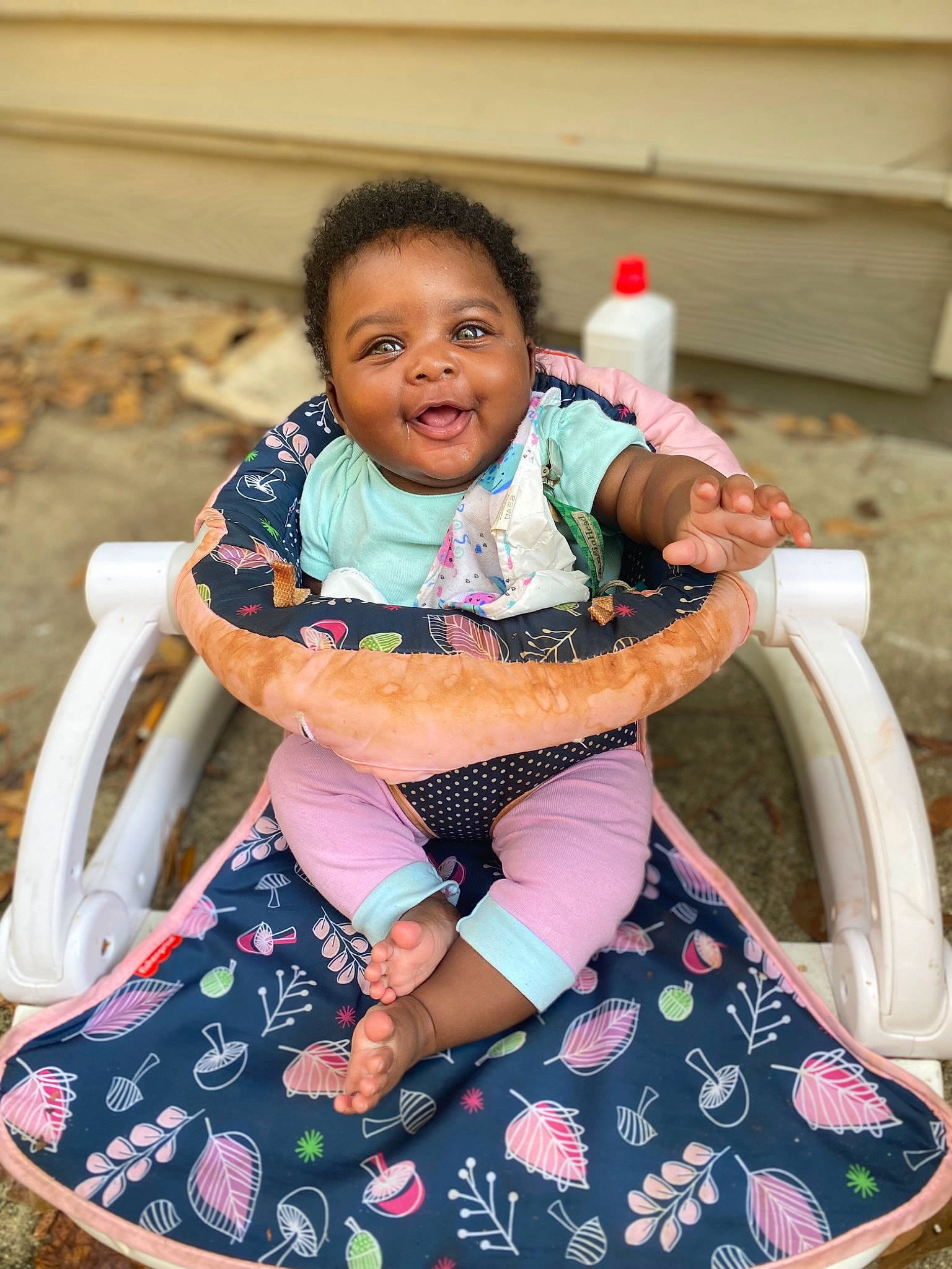 Alayah joined the competition — help win amazing prizes! baby, baby_carriage, baby_products, baby_toddler_clothing, child, design, dress, eye, face, fun, happy, leisure, magenta, pattern, person, photograph, pink, product, sitting, smile