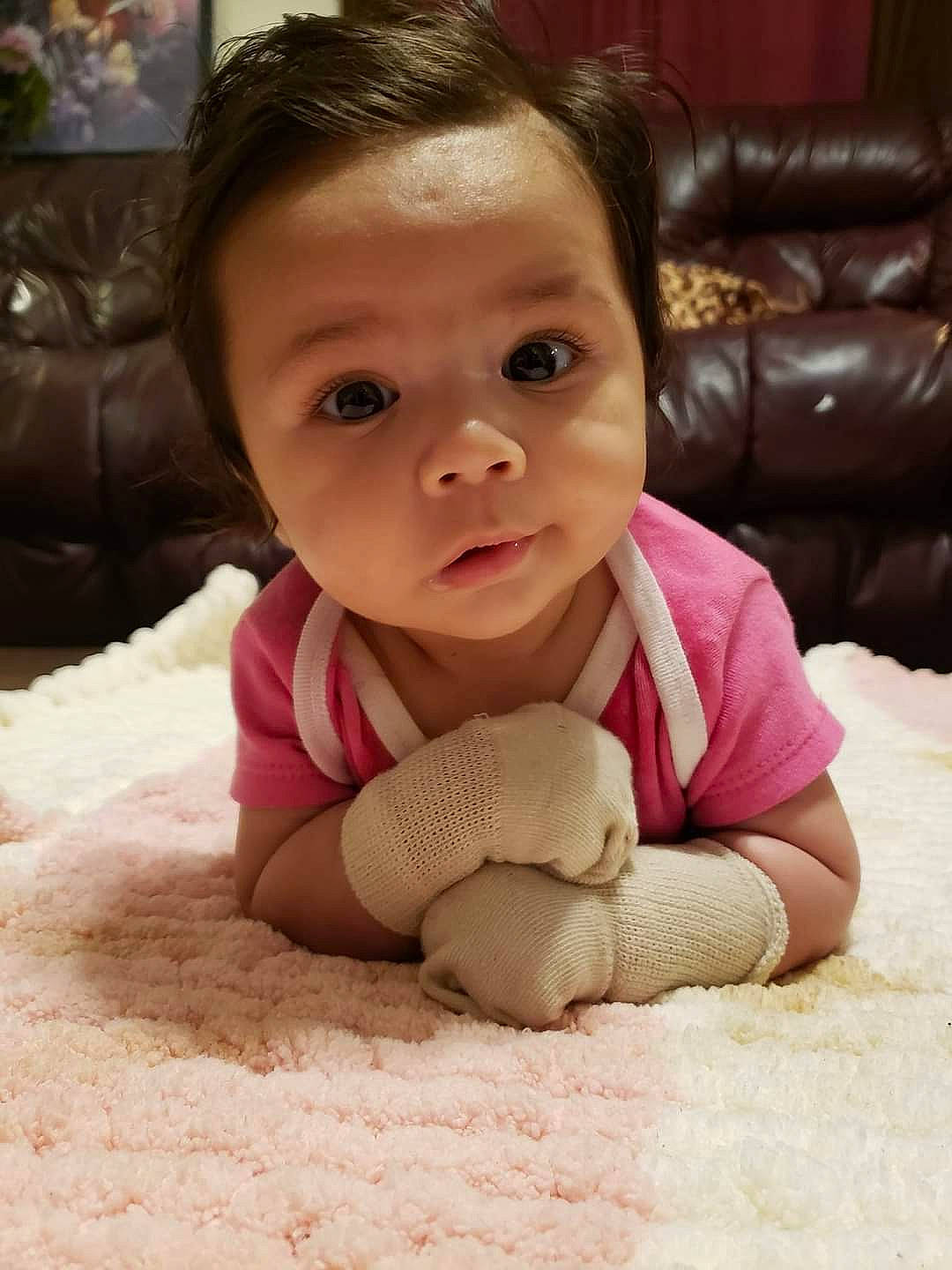 Jupiter joined the competition — help win amazing prizes! baby, baby_toddler_clothing, cheek, comfort, crawling, eye, face, finger, floor, flooring, hair, happy, head, mouth, nose, person, skin, thumb, toddler, tummy_time