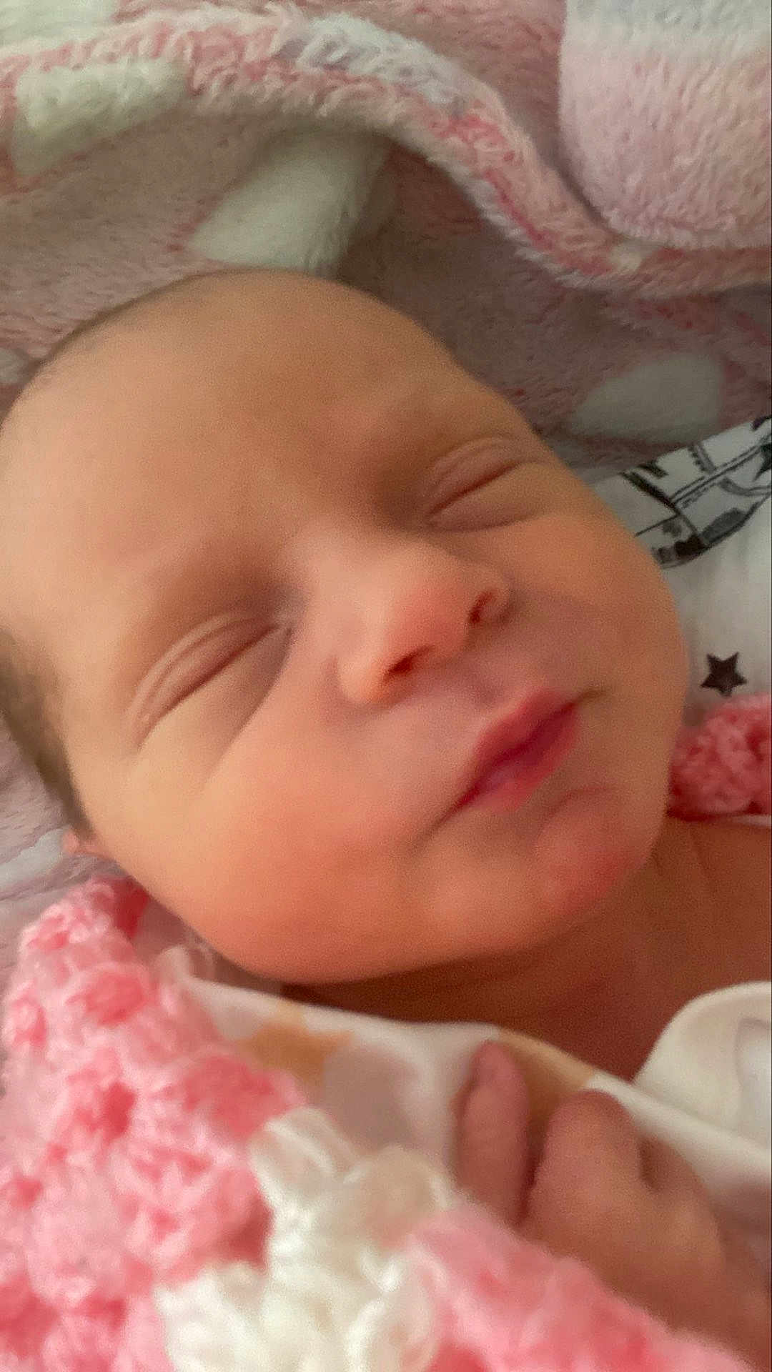Robyn joined the competition — help win amazing prizes! baby, newborn, sleeping, blanket, pink, white, face, closeup, infant, peaceful, soft, cute, hand, skin, portrait, cozy, resting, child, young, wrapped