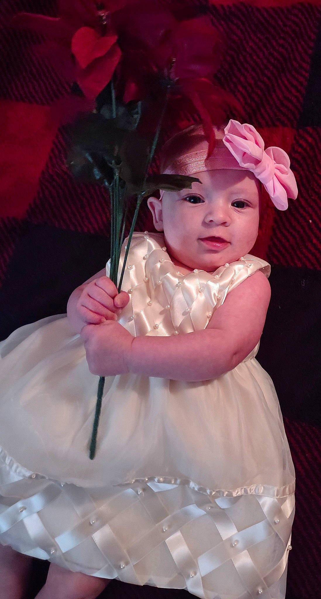 Azrael is registered to the contest to win money with this photo: baby, baby_toddler_clothing, bridal_accessory, child, costume_hat, day_dress, embellishment, eyelash, fashion_accessory, flash_photography, hair_accessory, hat, headband, headpiece, headwear, magenta, peach, person, petal, pink