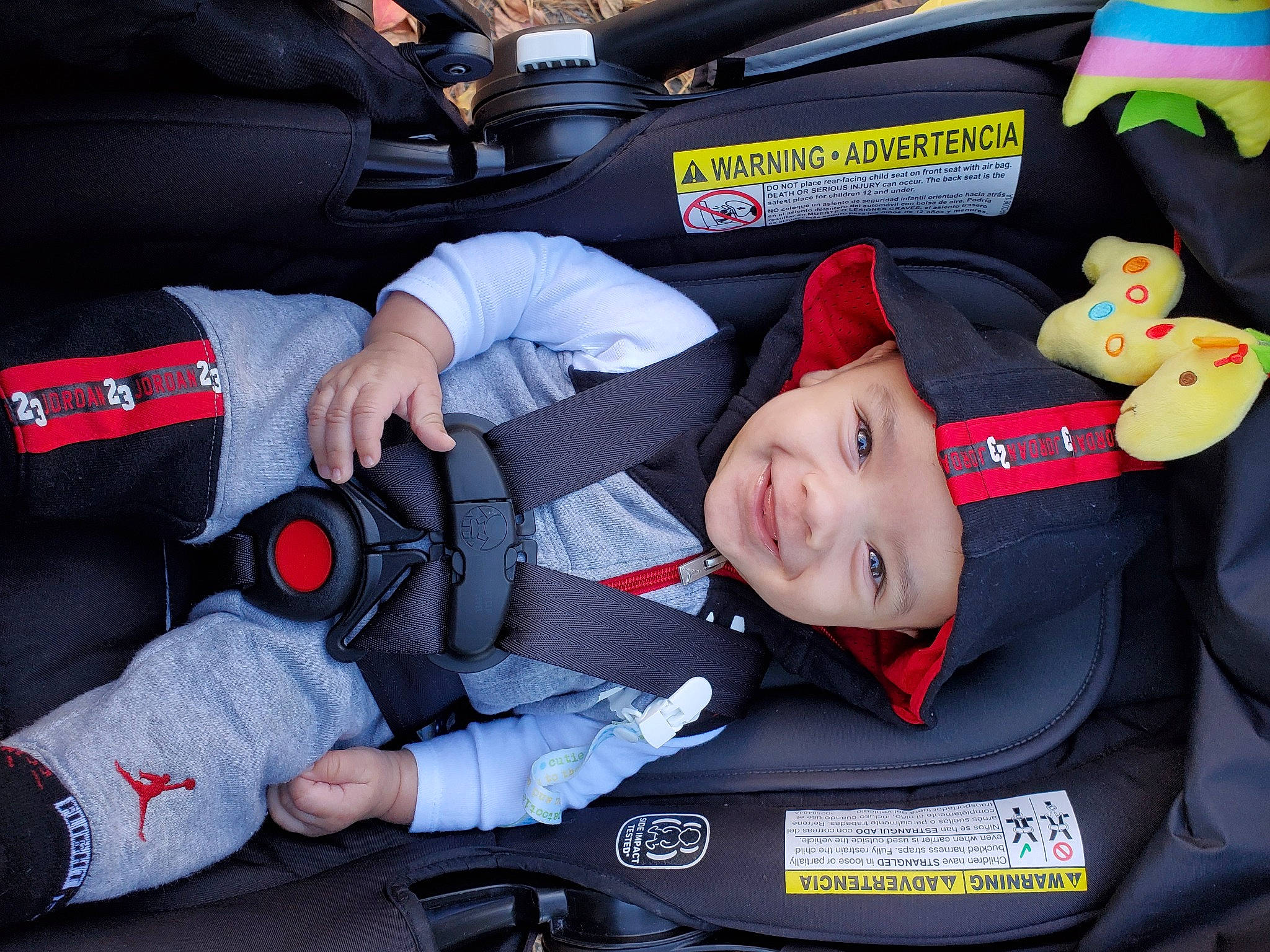Darrell joined the competition — help win amazing prizes! auto_part, baby_carriage, baby_in_car_seat, baby_products, car, car_seat, child, headwear, joy, person, product, seat_belt, vehicle