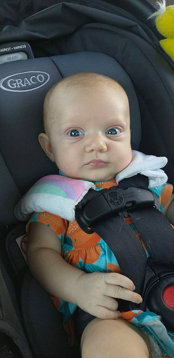 Stella joined the competition — help win amazing prizes! baby, baby_carriage, baby_in_car_seat, baby_products, baby_safety, baby_toddler_clothing, car_seat, cheek, child, comfort, cool, eye, hairstyle, iris, nose, person, seat_belt, skin, smile, thumb