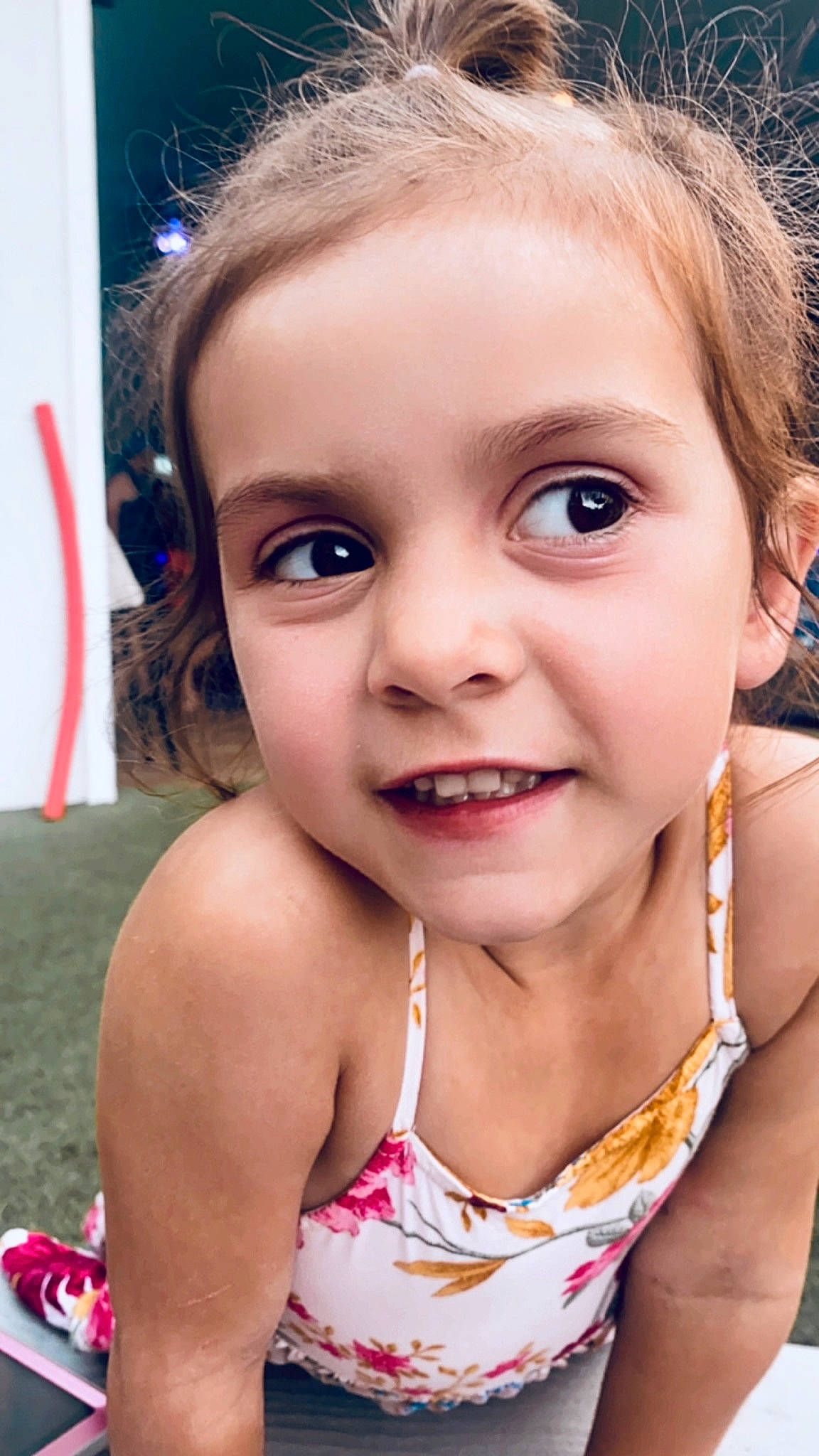 River Lee is registered to the contest to win money with this photo: blond, cheek, chin, ear, eyebrow, eyelash, facial_expression, fun, grass, happy, iris, joy, leisure, lip, mouth, neck, nose, person, skin, smile