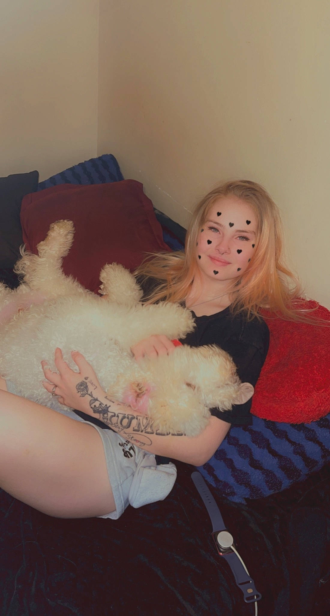 Curly joined the competition — help win amazing prizes! abdomen, chest, comfort, companion_dog, flesh, fur, fur_clothing, happy, human_body, interaction, lap, long_hair, room, shoulder, sitting, stuffed_toy, teddy_bear, thigh, toy, trunk