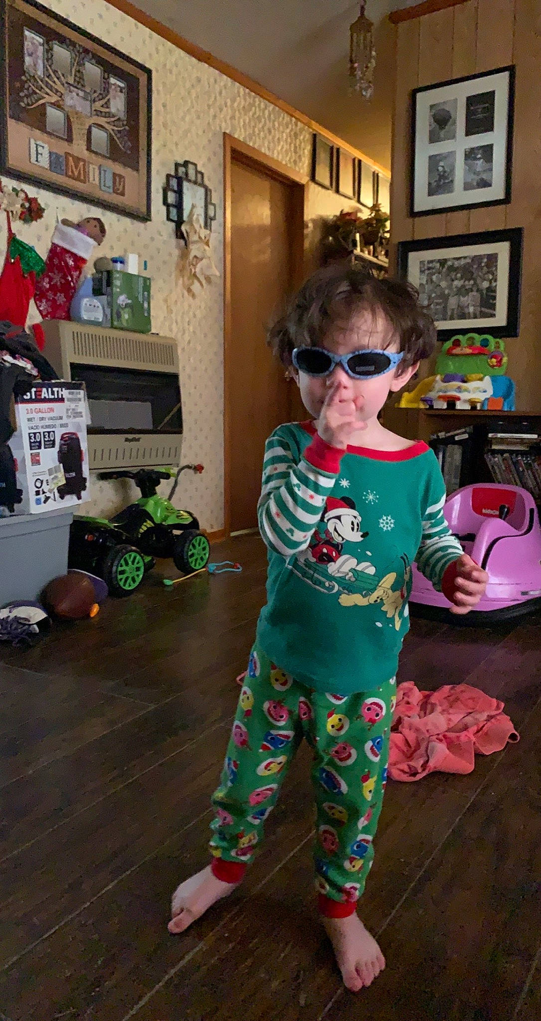 Dayton is registered to the contest to win money with this photo: baby_toddler_clothing, costume, event, eyewear, fashion_design, flooring, fun, glasses, goggles, holiday, military_camouflage, pajamas, person, personal_protective_equipment, picture_frame, sleeve, street_fashion, sunglasses, toddler, vision_care
