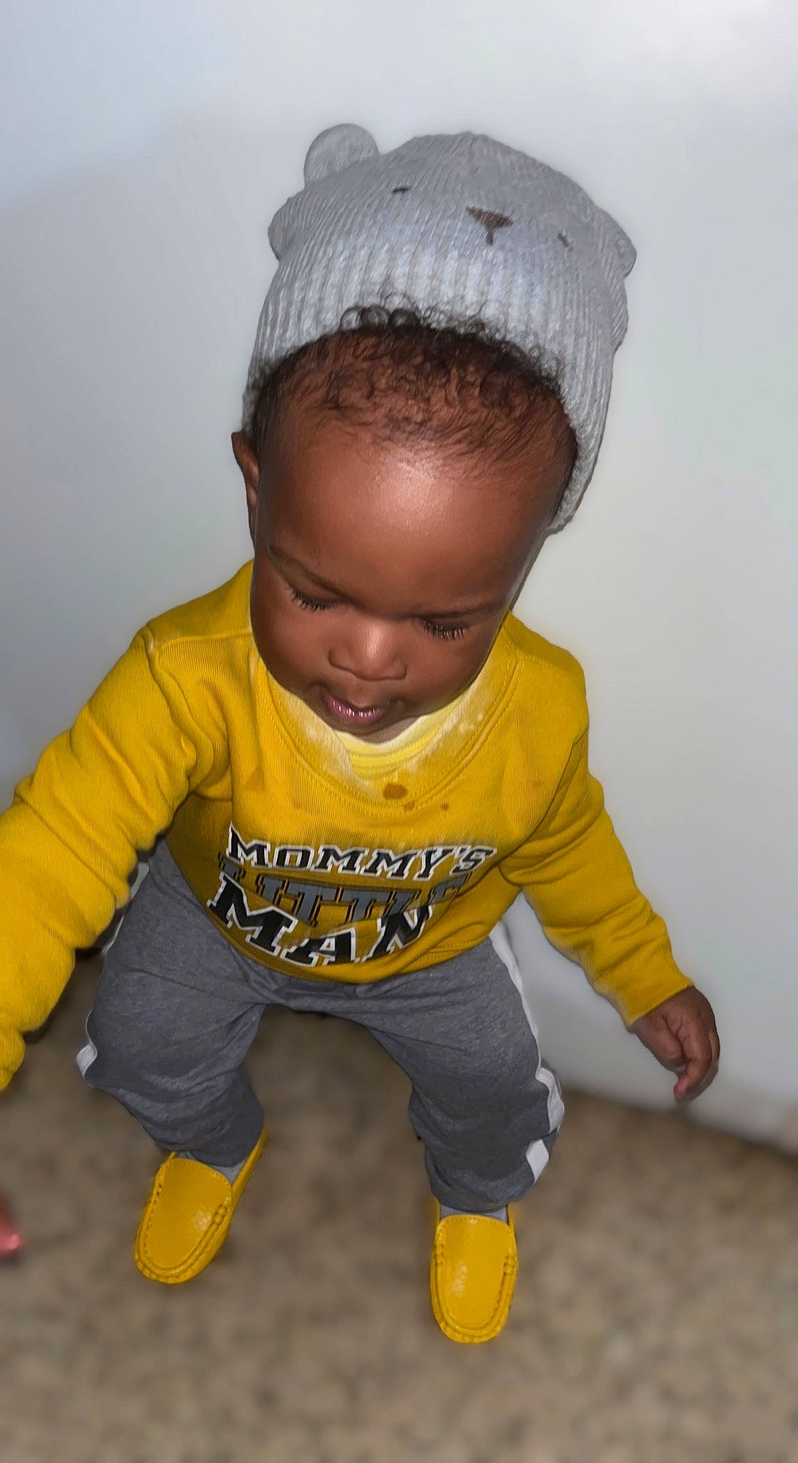 Amir joined the competition — help win amazing prizes! baby, baby_toddler_clothing, cap, cheek, child, chin, eye, face, flooring, fun, hair, happy, head, headgear, nose, person, skin, sleeve, t_shirt, toddler