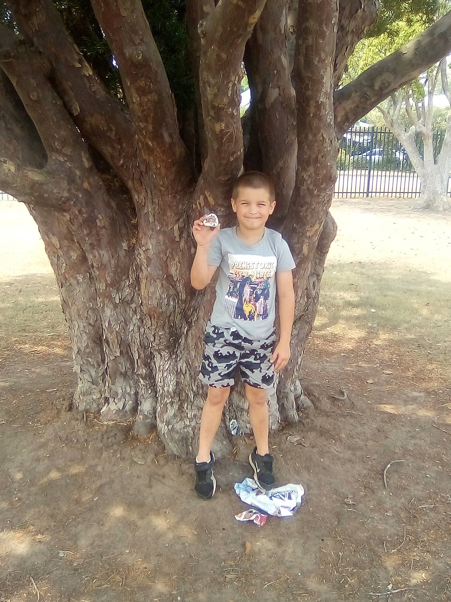 Tyeroy joined the competition — help win amazing prizes! branch, child, fun, joy, leg, leisure, person, plant, shoe, smile, summer, t_shirt, toddler, tree, trunk, vacation, woody_plant