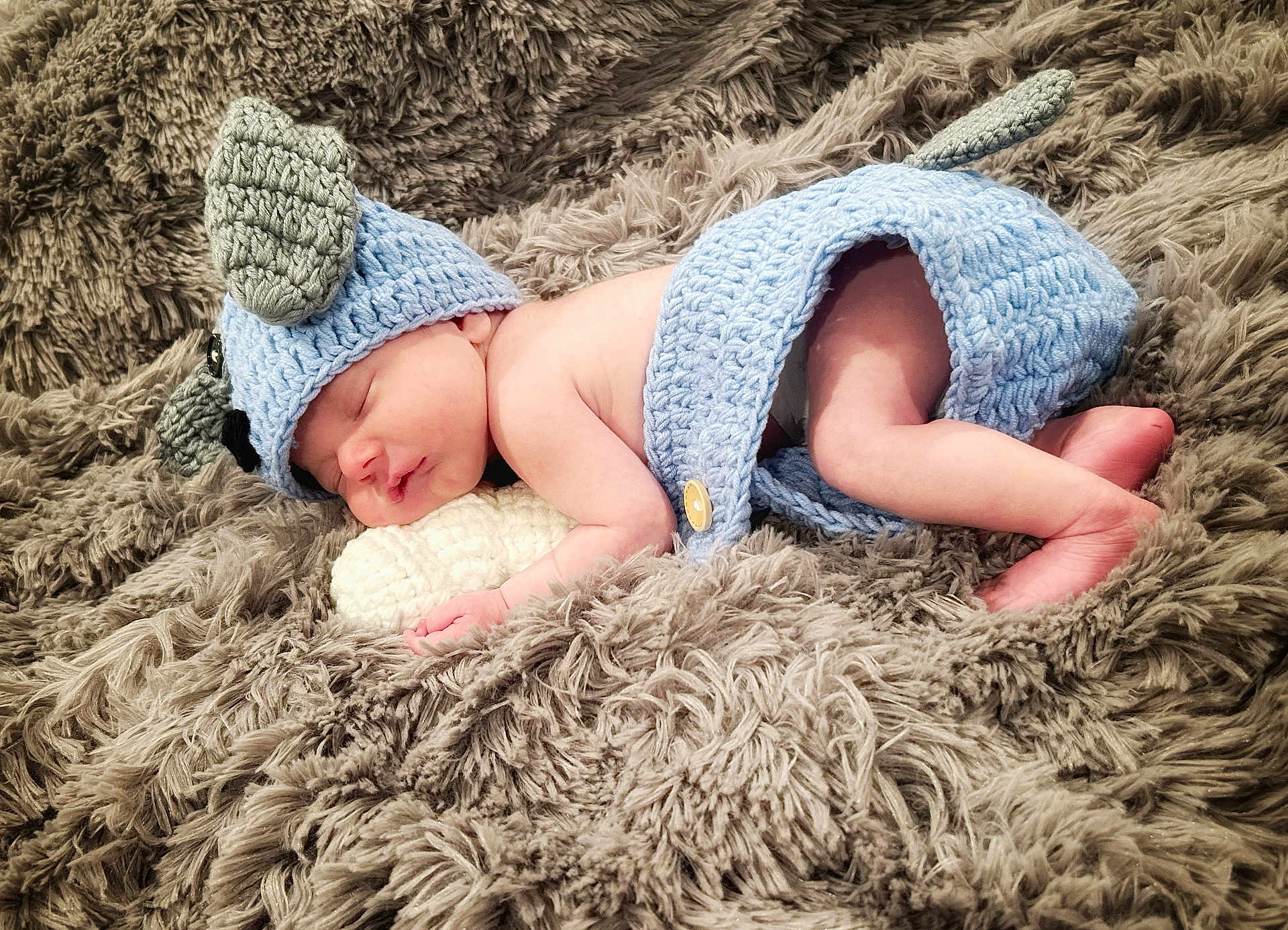 Percy joined the competition — help win amazing prizes! newborn, baby, sleeping, crocheted_outfit, blue, hat, ears, blanket, soft, cozy, infant, cute, resting, portrait, child, person, skin, lying_down, warm, fuzzy