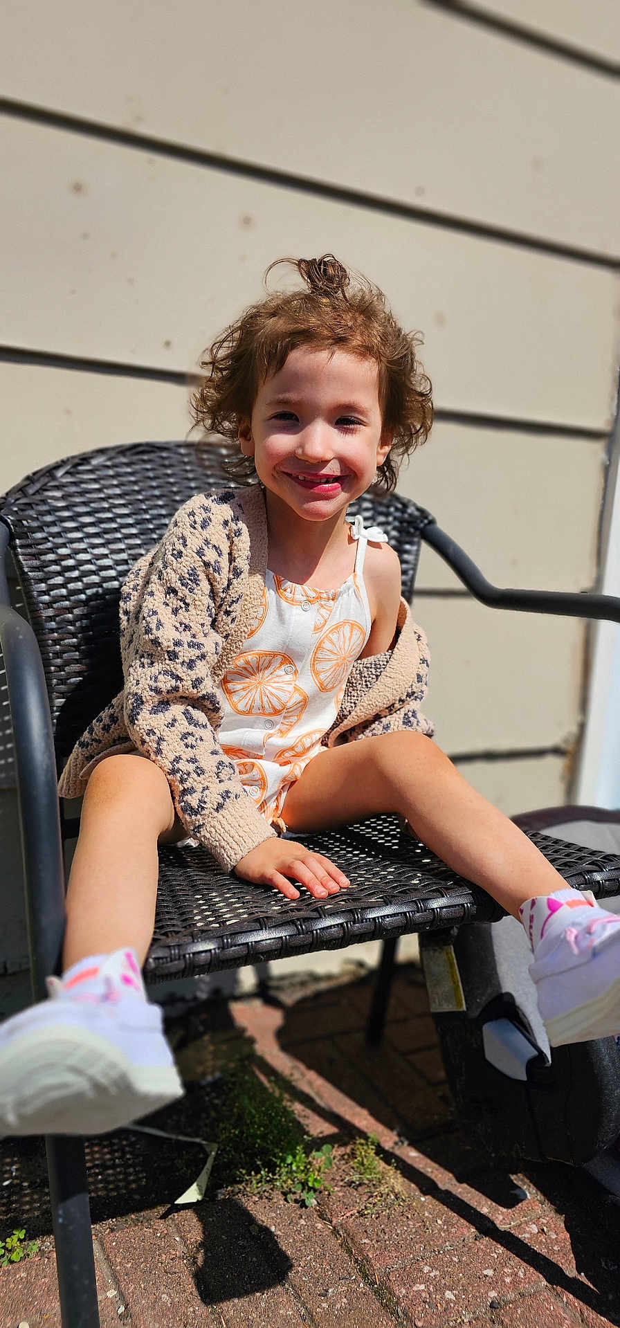 Charlotte joined the competition — help win amazing prizes! bodypart, chair, child, clothing, dress, face, female, footwear, furniture, girl, happy, head, person, photography, portrait, shoe, shorts, sitting, smile, sneaker