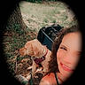 Gotti joined the competition — help win amazing prizes! dog, person, outdoor, tree, grass, vignette, smile, leash, harness, nature, portrait, sitting, daylight, casual, human, animal, face, background, relaxation, name_text