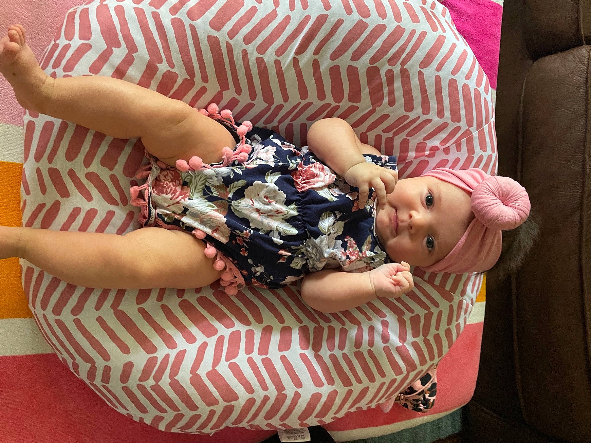 Ali joined the competition — help win amazing prizes! baby, child, comfort, fashion, hairstyle, happy, headwear, human, human_leg, joint, knee, lap, leg, pattern, person, pink, sandal, sitting, textile, thigh