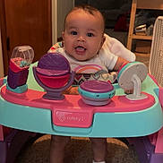 Kollyns is registered to the contest to win money with this photo: baby, walker, toy, indoor, child, smiling, happy, feet, socks, carpet, door, furniture, person, face, head, clothing, playtime, floor, infant, room