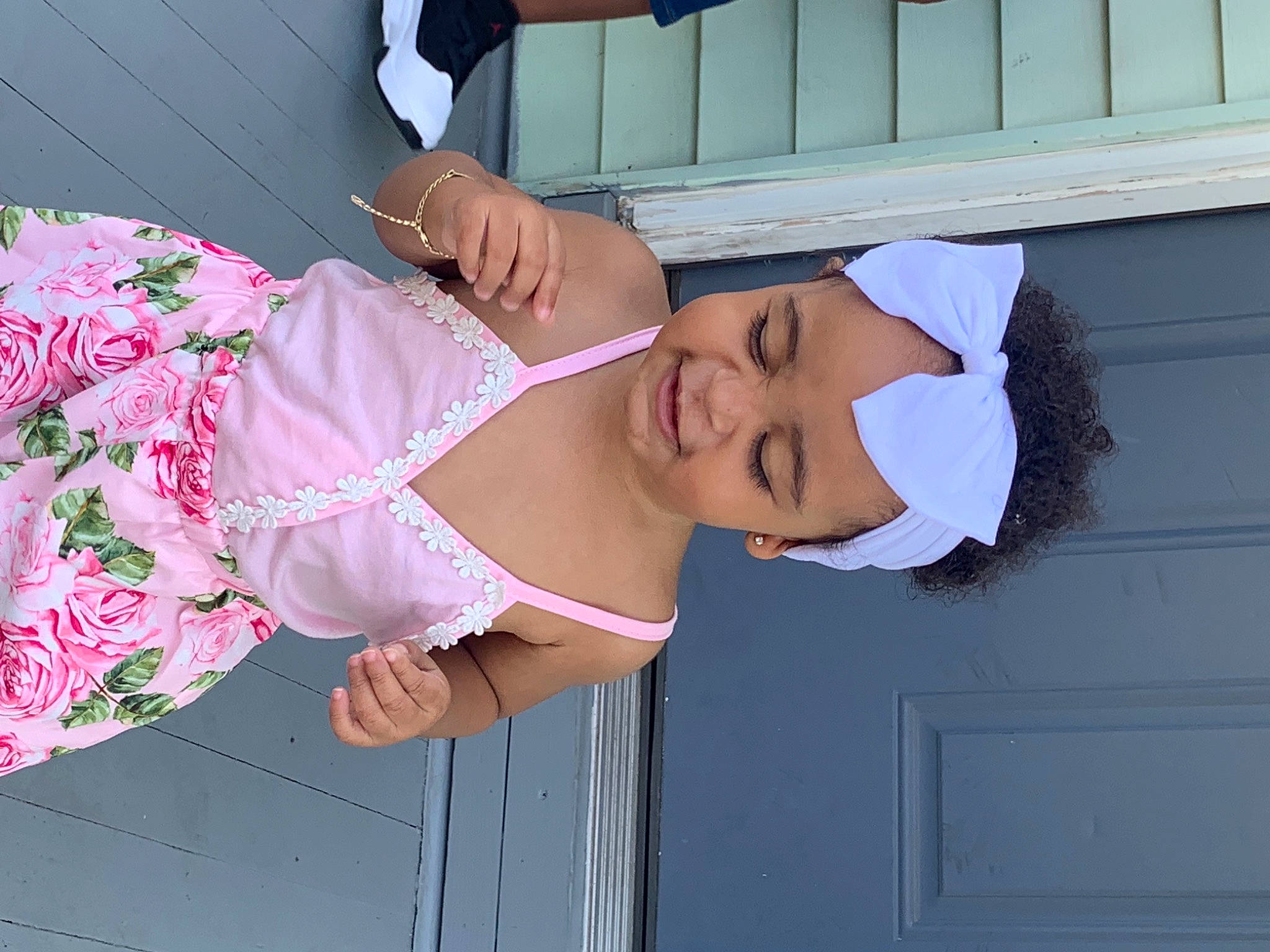 Gianna Faith Little joined the competition — help win amazing prizes! abdomen, child, costume, eyewear, flower, fun, hat, headwear, human_leg, japanese_idol, magenta, peach, person, pink, plant, rose, skin, smile, street_fashion, textile