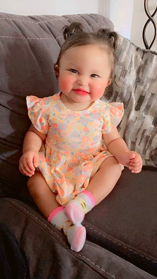 Alaya joined the competition — help win amazing prizes! baby, baby_toddler_clothing, cheek, comfort, eye, face, finger, happy, head, human_body, iris, joy, lip, neck, pattern, person, pink, skin, sleeve, smile