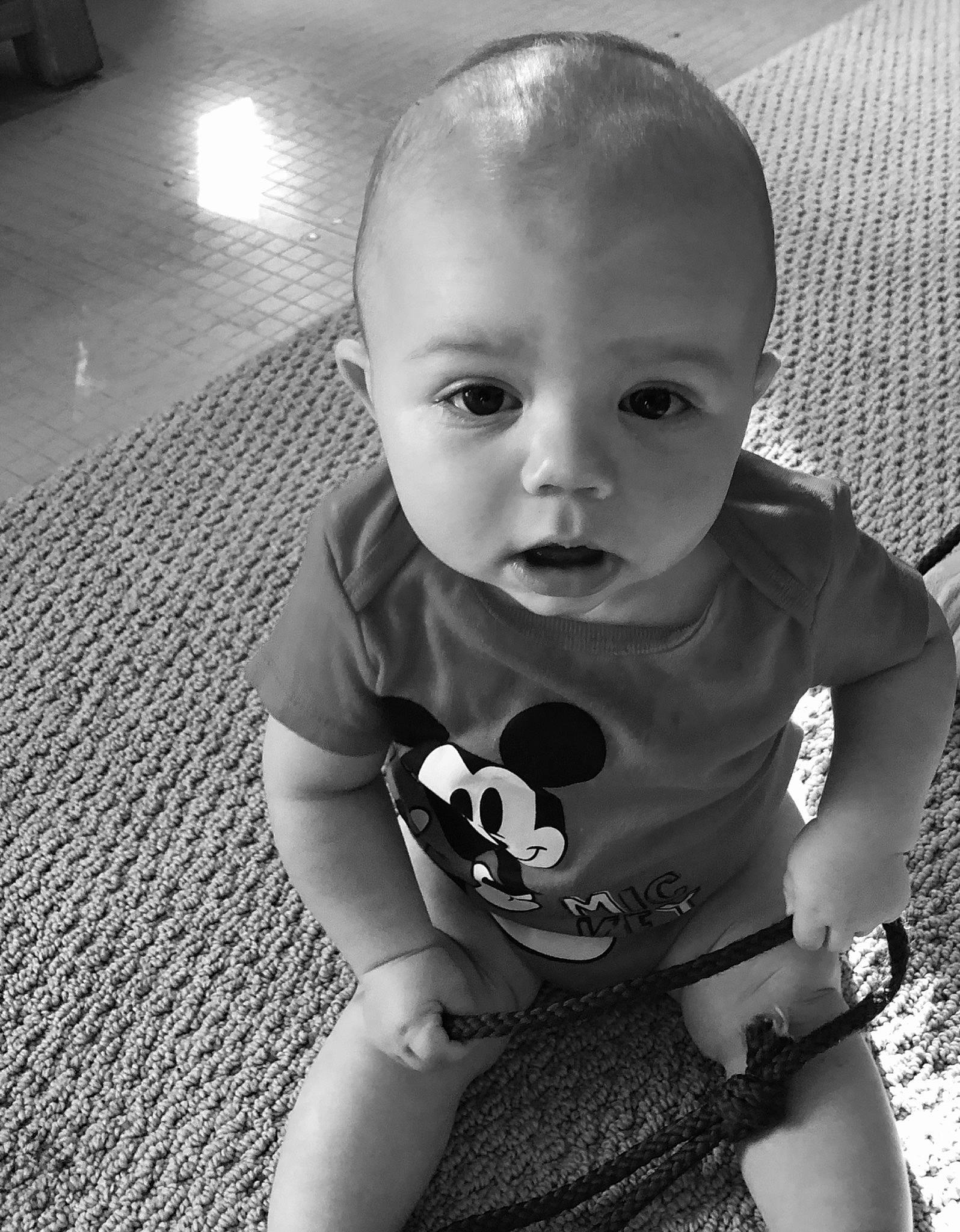 Ryder joined the competition — help win amazing prizes! baby, black, black_and_white, cheek, child, eye, face, head, monochrome, monochrome_photography, mouth, nose, person, photograph, photography, sitting, skin, smile, style, toddler