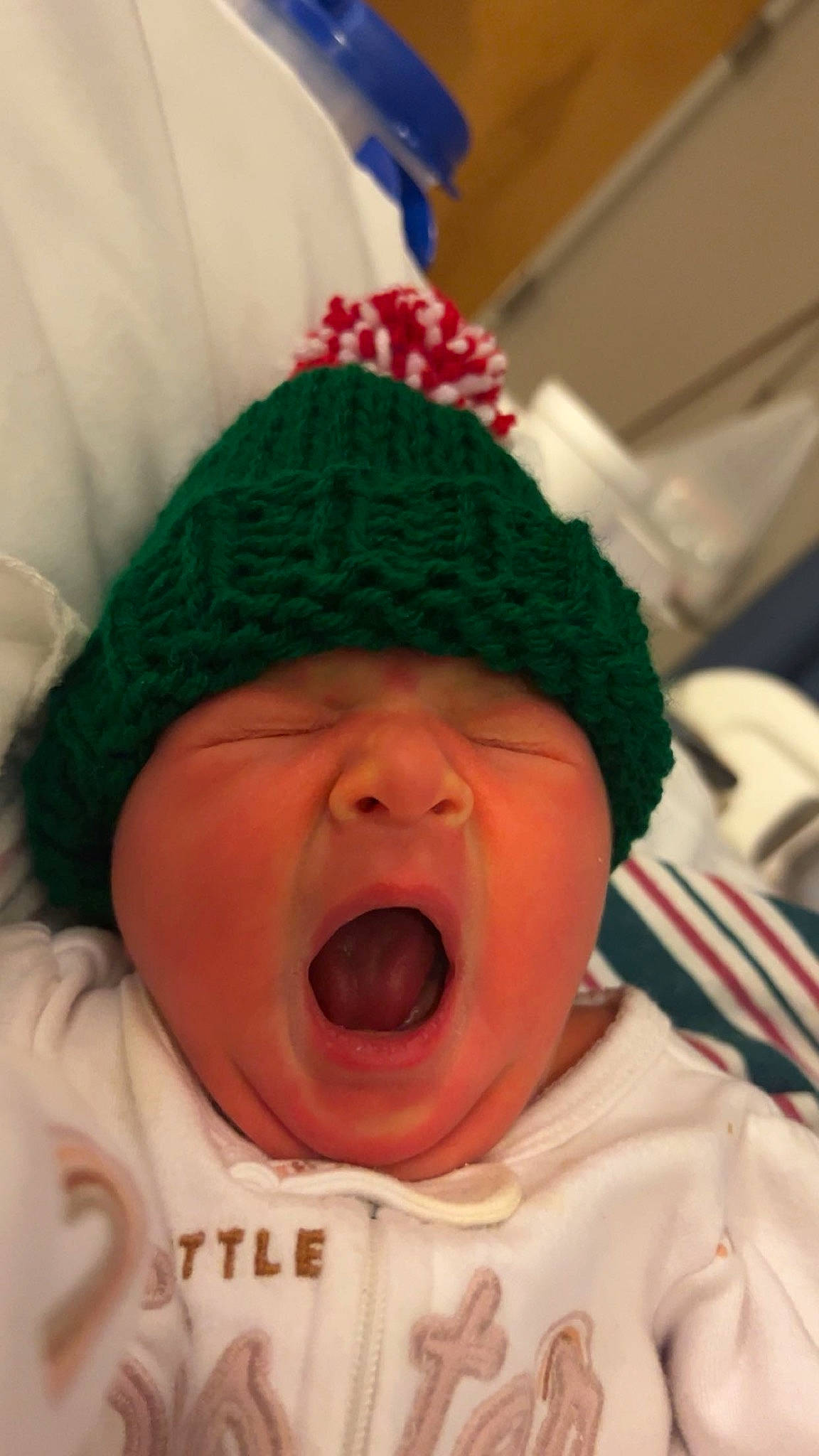Jordyn joined the competition — help win amazing prizes! baby, cap, cheek, child, costume_hat, event, eye, face, fashion_accessory, fun, happy, head, headgear, headwear, holiday, human_body, knit_cap, nose, person, toddler