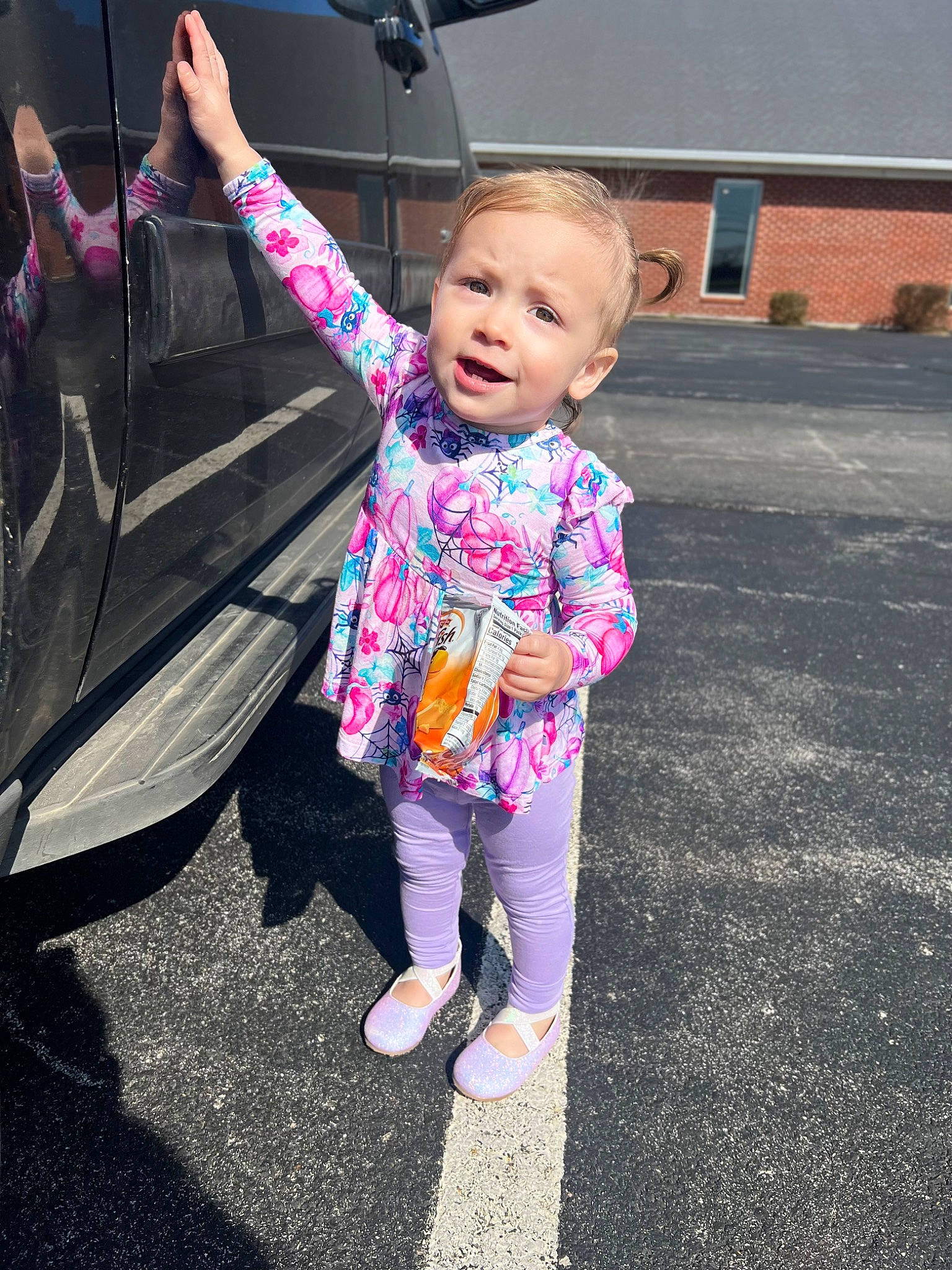 Luciana joined the competition — help win amazing prizes! asphalt, baby_toddler_clothing, child, city, fun, grass, happy, human_body, leg, leisure, magenta, person, pink, public_space, recreation, road_surface, smile, toddler, travel, tree