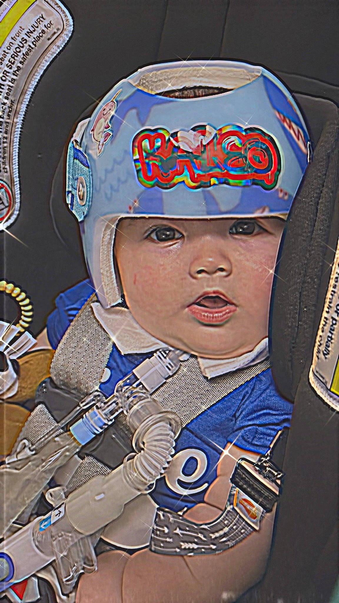 Kaleo is registered to the contest to win money with this photo: art, astronaut, baby, cap, child, circle, electric_blue, fashion_accessory, fun, hairstyle, head, headgear, headwear, helmet, motorcycle_helmet, pattern, person, personal_protective_equipment, space, sports_gear