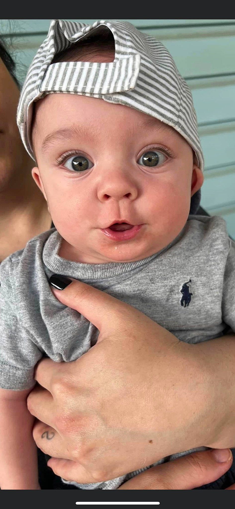 Lane joined the competition — help win amazing prizes! baby, baby_toddler_clothing, cap, cheek, child, chin, fashion_accessory, finger, gesture, hand, happy, headgear, headwear, lip, nail, nose, person, photograph, skin, sleeve