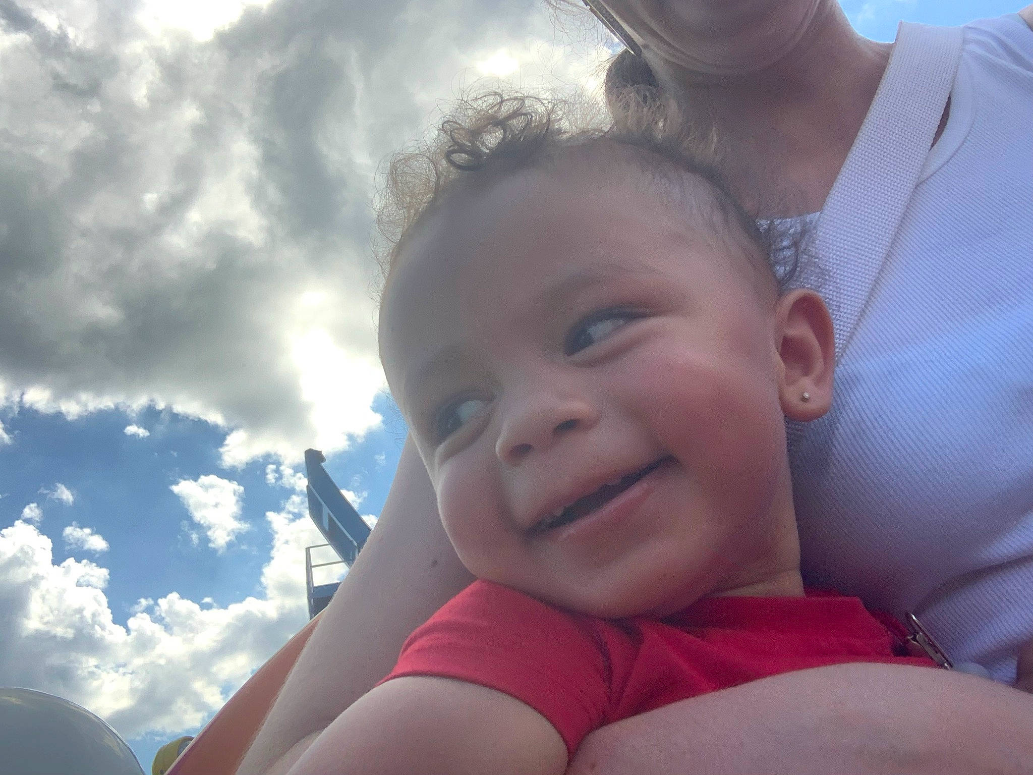 Jaziah joined the competition — help win amazing prizes! azure, baby, child, cloud, flash_photography, fun, gesture, grass, happy, iris, joy, laugh, leisure, love, people_in_nature, person, sitting, skin, sky, smile