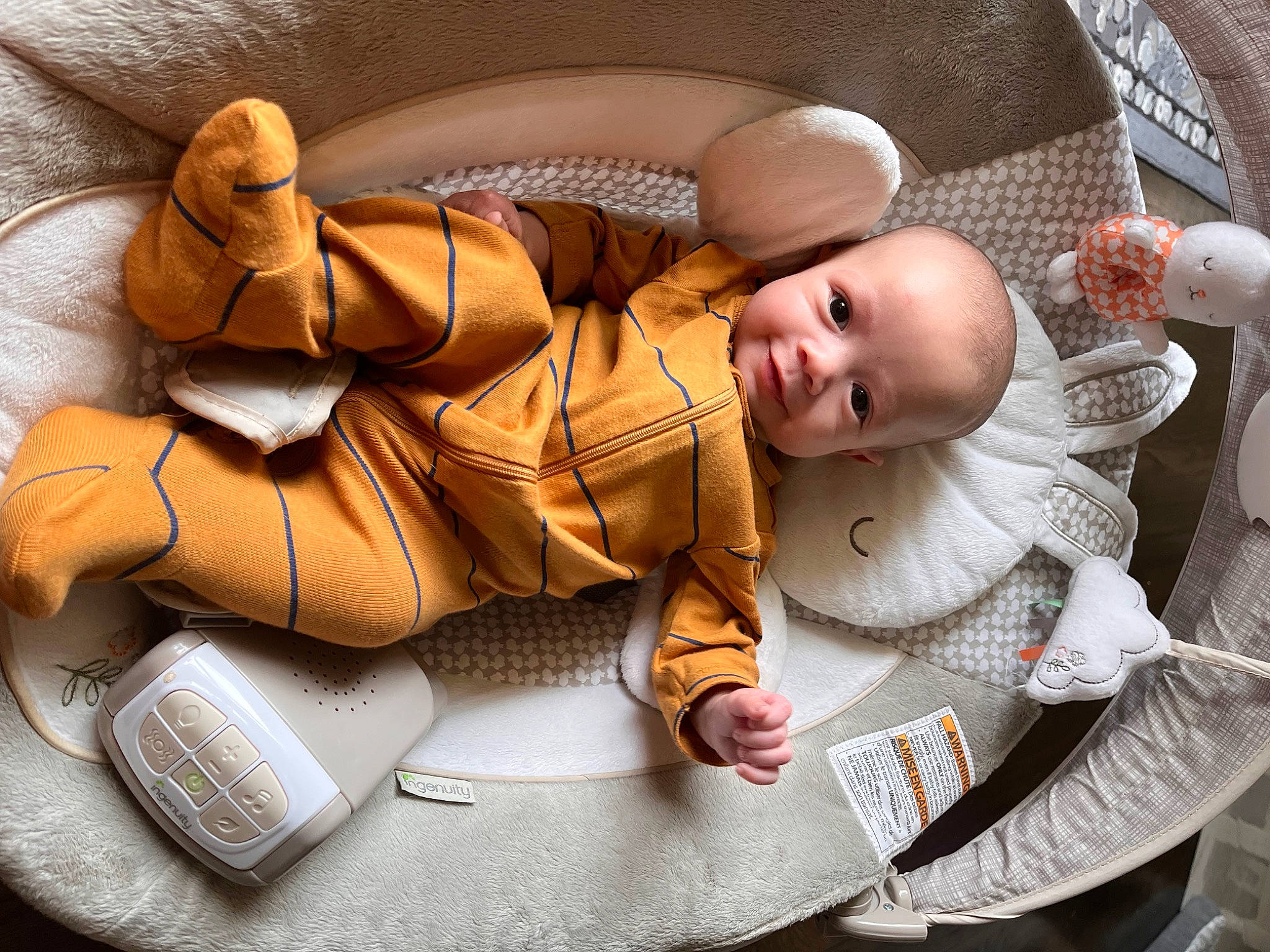 Maverick joined the competition — help win amazing prizes! baby, baby_carriage, baby_products, baby_safety, baby_sleeping, baby_toddler_clothing, car_seat, carmine, child, comfort, fashion_accessory, happy, linens, nap, person, room, sitting, sleep, smile, toddler