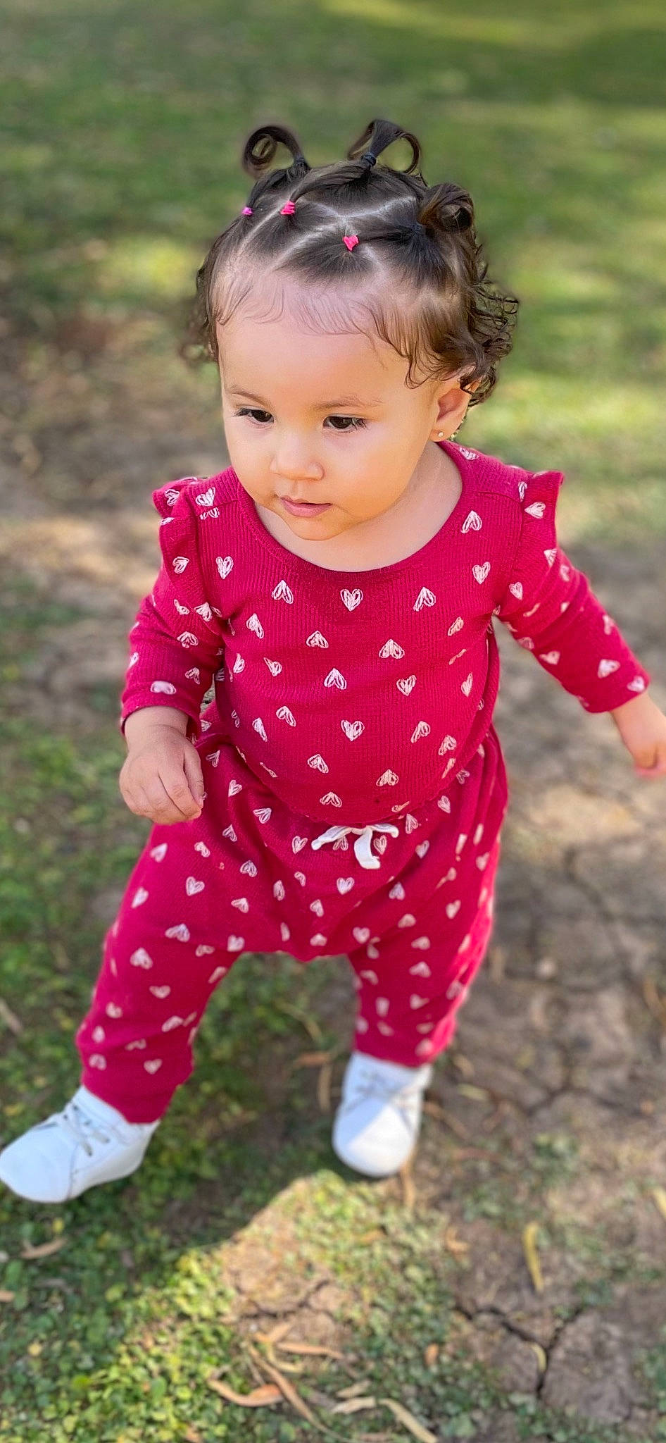 Reina joined the competition — help win amazing prizes! baby, baby_toddler_clothing, child, eye, face, fun, grass, happy, head, magenta, outerwear, pattern, people_in_nature, person, pink, plant, play, sleeve, smile, t_shirt