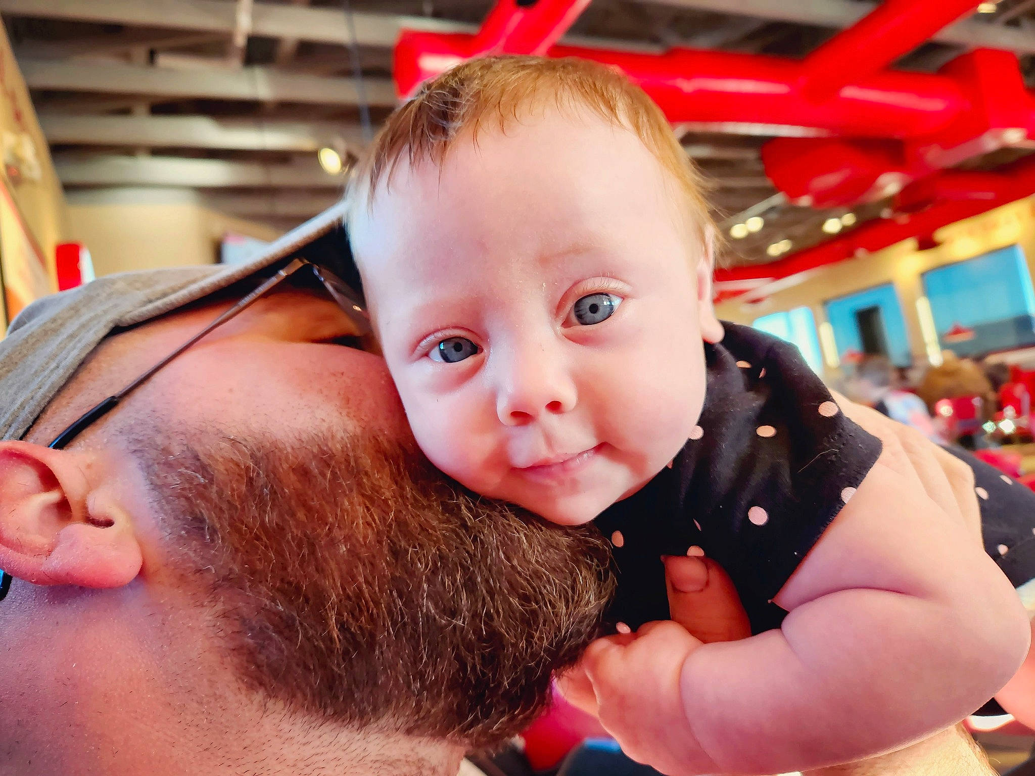 Peyten is registered to the contest to win money with this photo: baby, beard, cheek, chest, child, event, eye, eyelash, fun, gesture, happy, leisure, moustache, nose, people, person, shoulder, sitting, skin, toddler