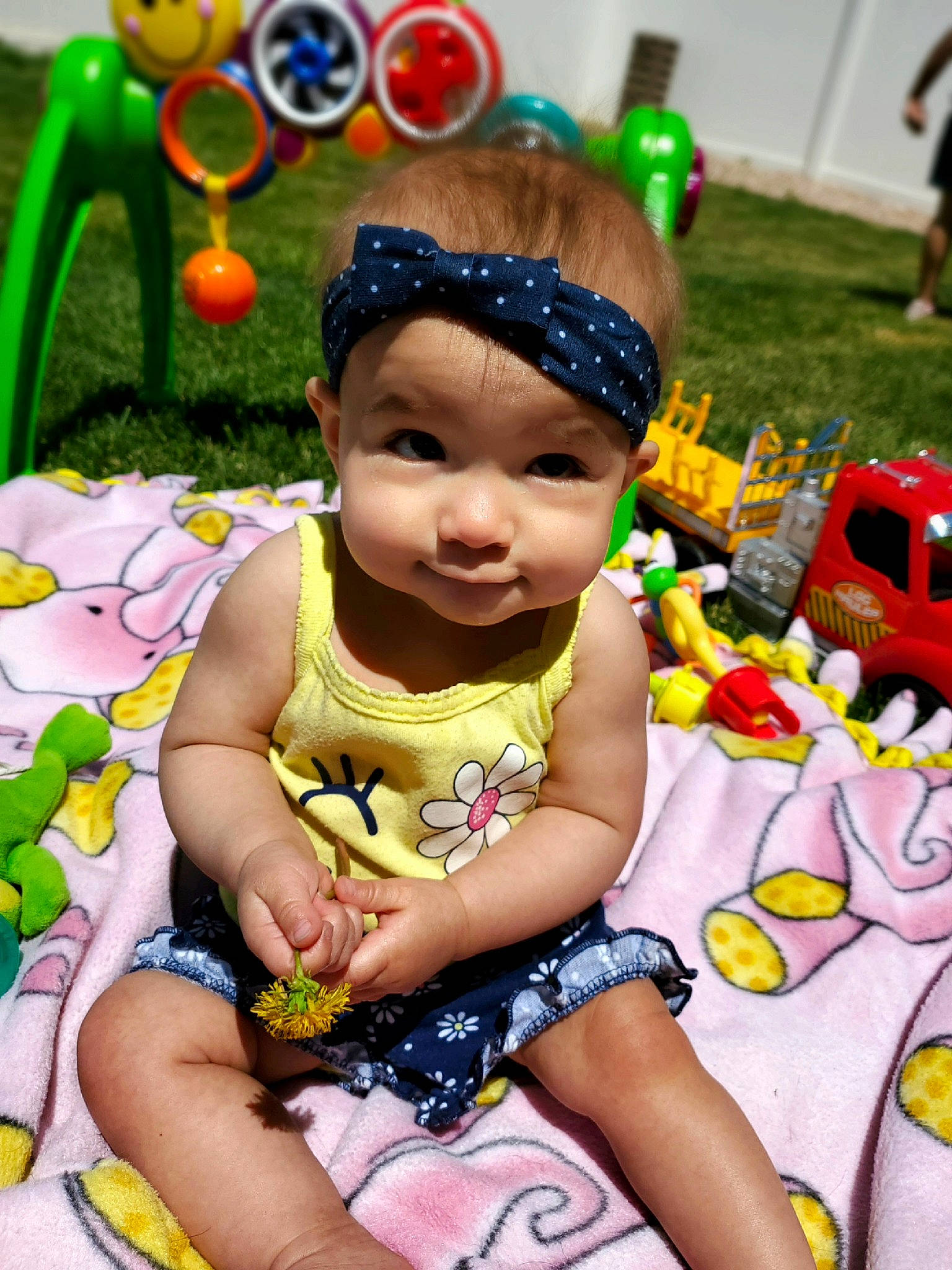 Alyvian is registered to the contest to win money with this photo: baby, baby_products, child, fun, hair_accessory, happy, headband, headgear, headwear, leisure, party_supply, person, play, product, smile, toddler, toy