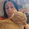 Fred is registered to the contest to win money with this photo: woman, cat, orange_tabby, sleeping_cat, cuddling, blanket, indoor, close_up, relaxed, pet, feline, resting, comfort, portrait, home, furniture, casual, long_hair, animal, cozy